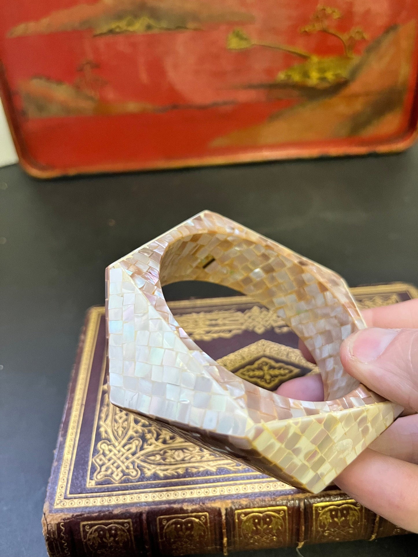 3.25 inch wide super cool shell bracelet bangle.