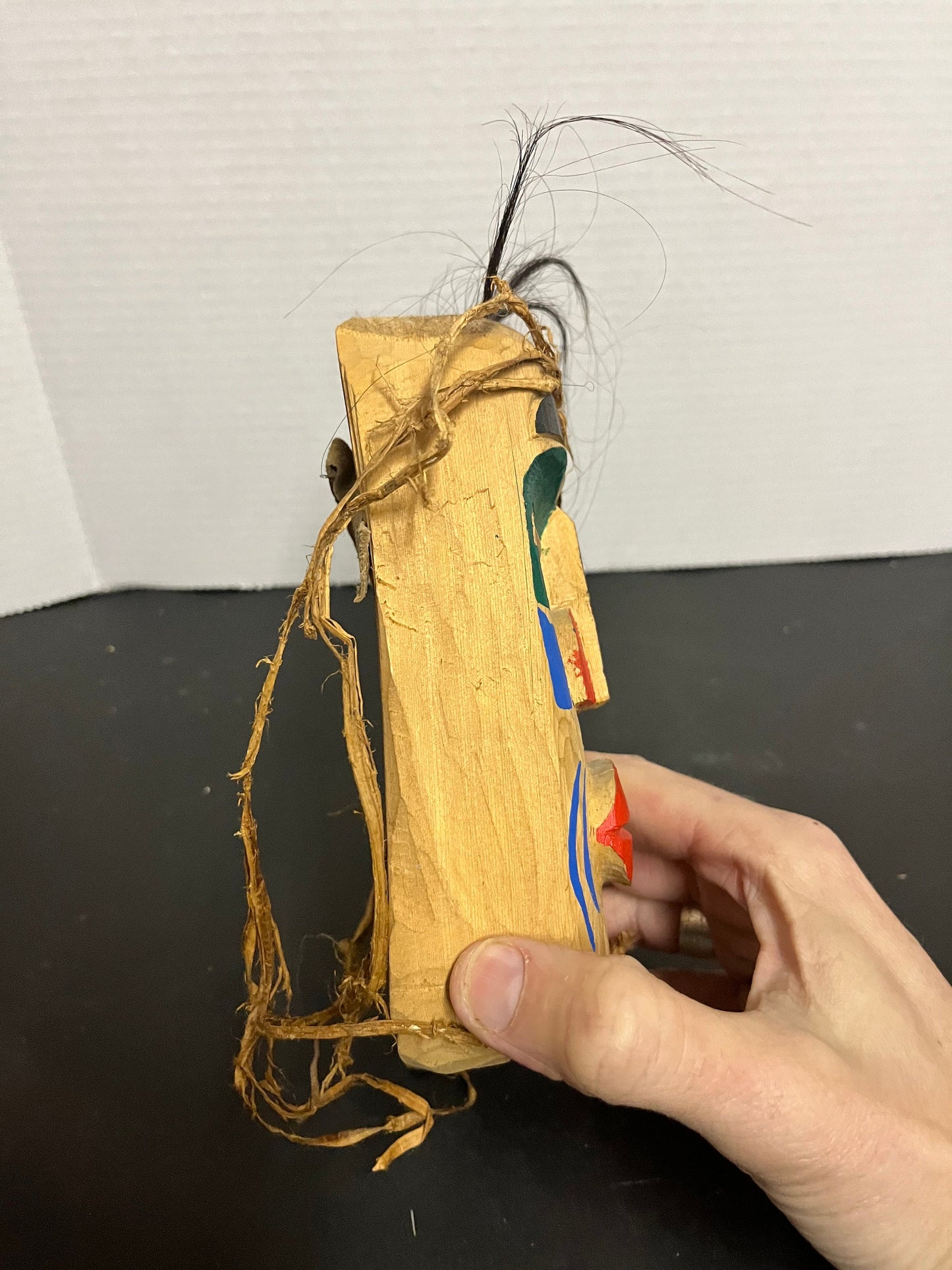 8 x 4 signed authentic stunning, indigenous, first Nations Pacific Northwest coast painted mask with copper eyes  really beautiful gift