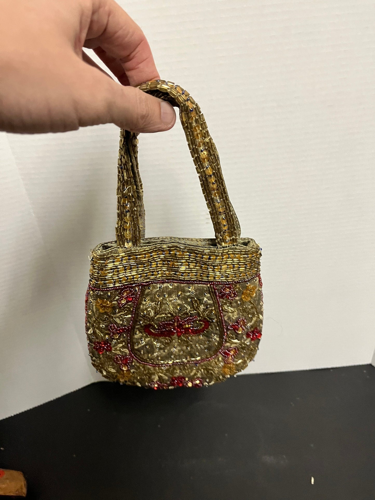 Lovely Indian silk and beaded ladies hand purse  12 inches and stunning quality