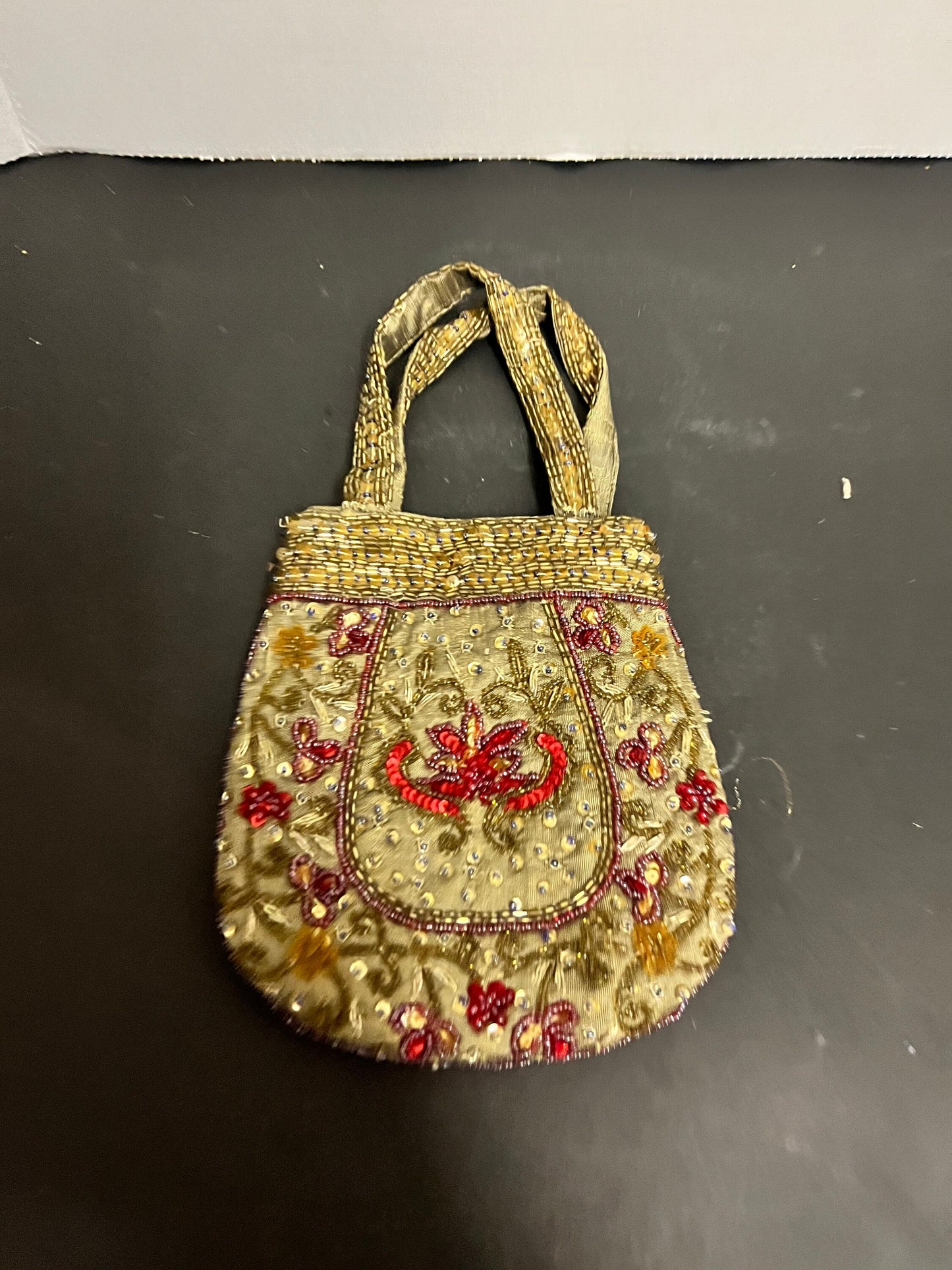 Lovely Indian silk and beaded ladies hand purse  12 inches and stunning quality