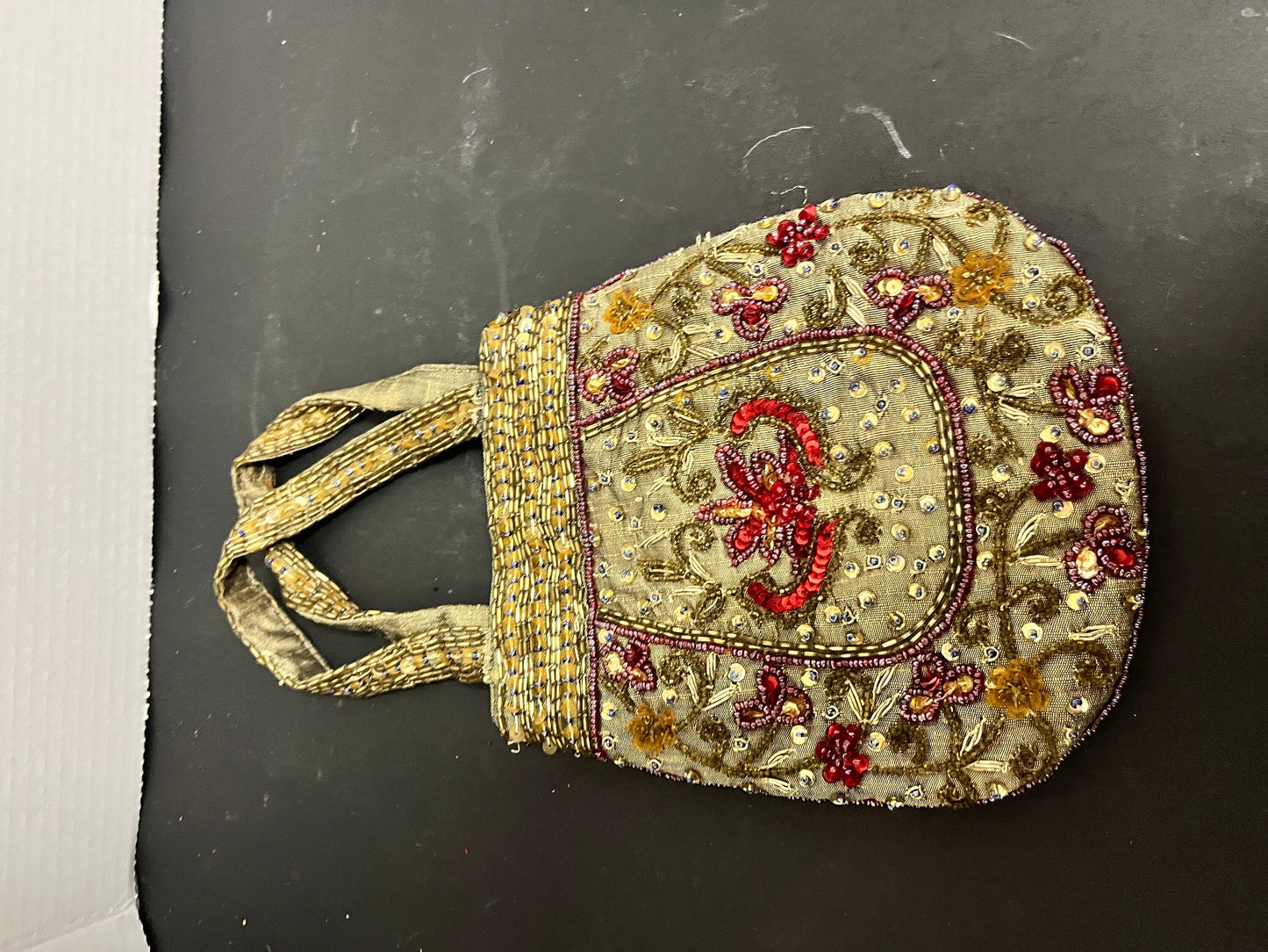 Lovely Indian silk and beaded ladies hand purse  12 inches and stunning quality
