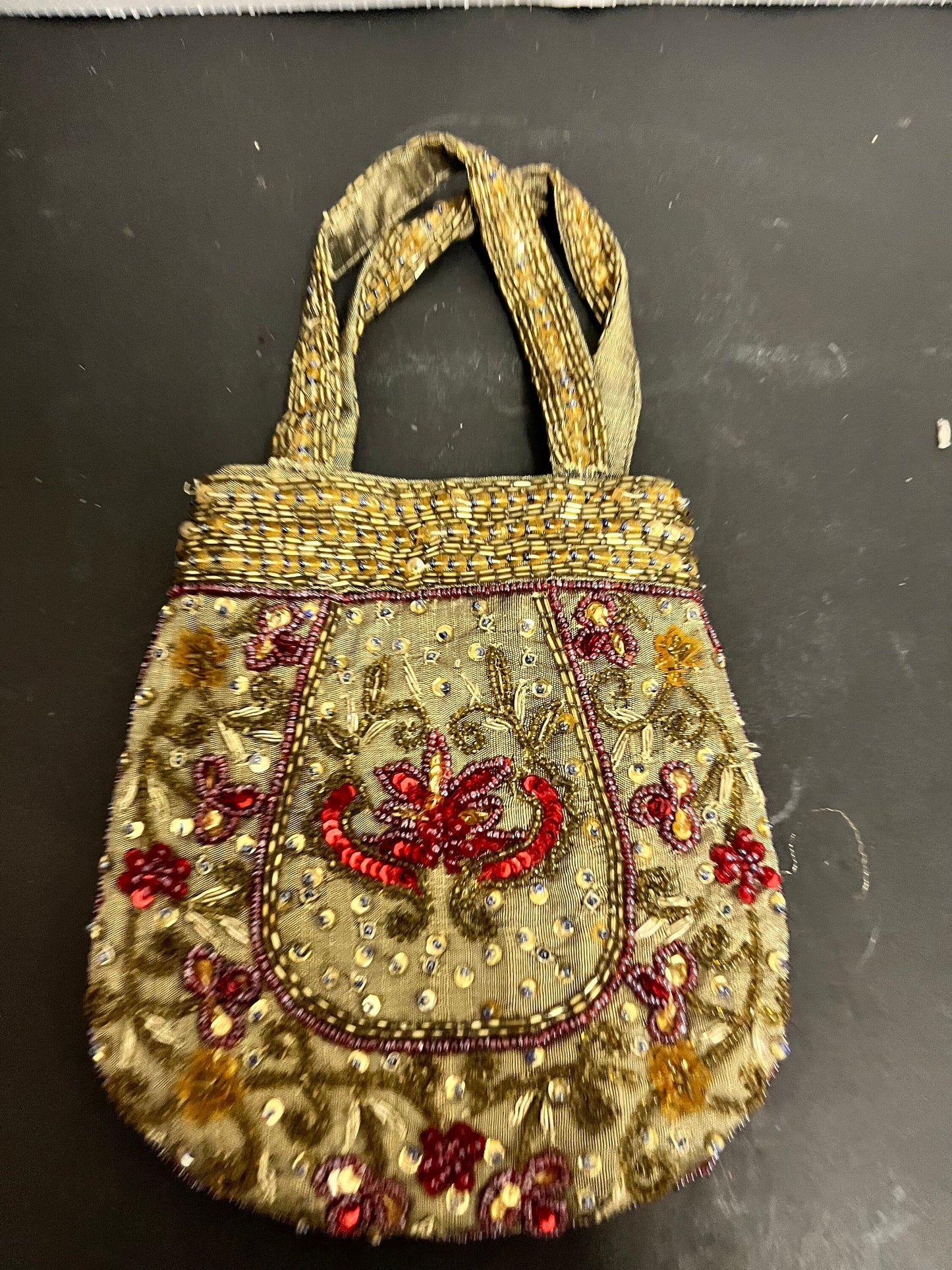 Lovely Indian silk and beaded ladies hand purse  12 inches and stunning quality