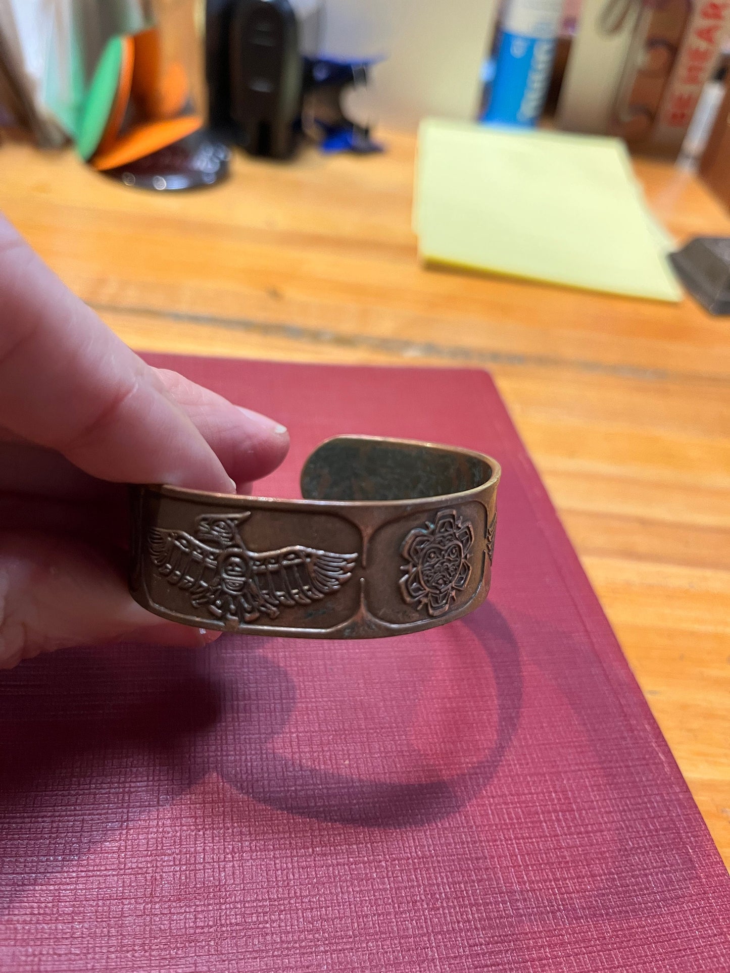 2.5 inch patti seaweed  indigenous First Nations copper signed copper bracelet  gorgeous design  2.5 inch wide  stunning native art