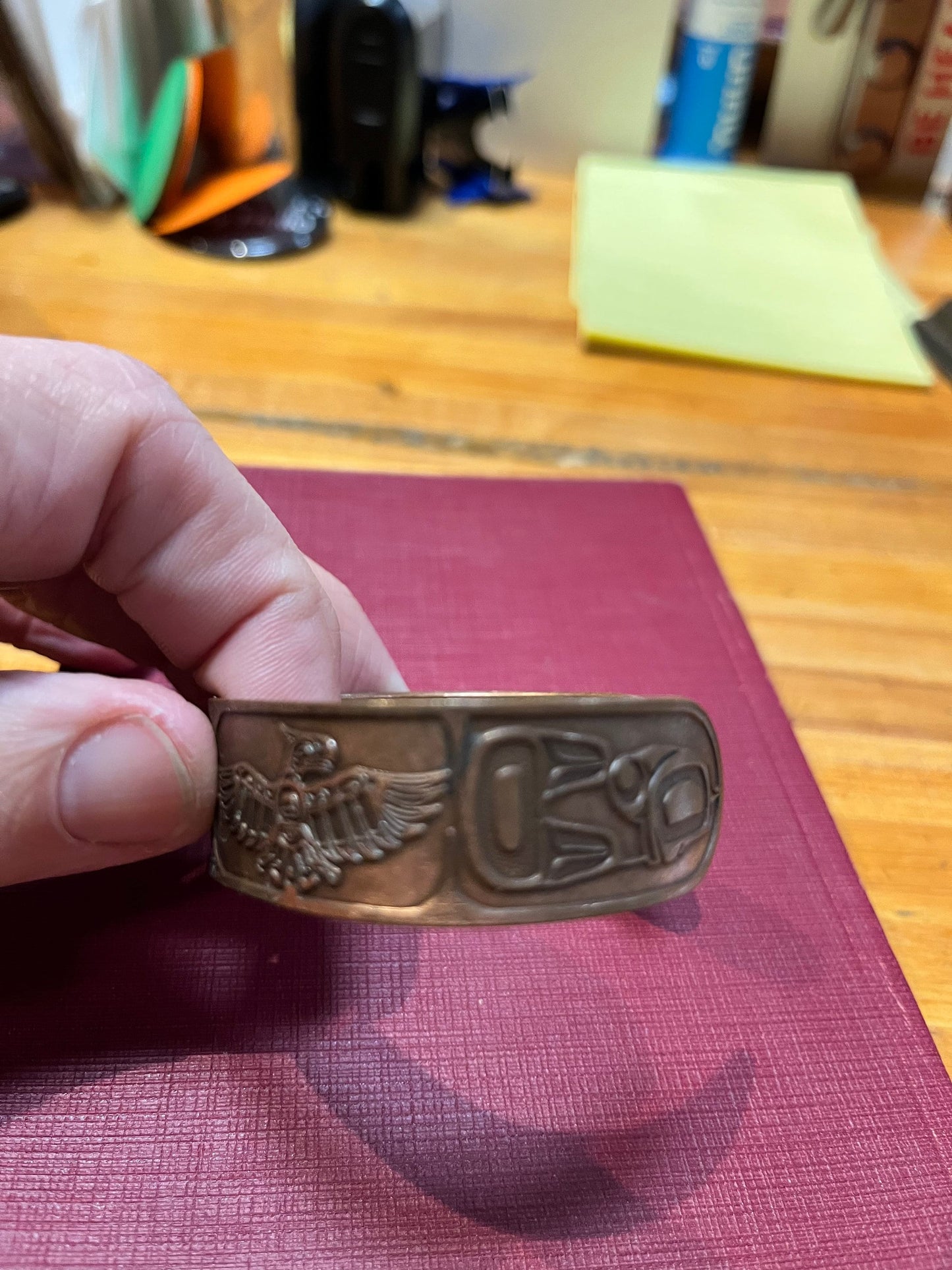 2.5 inch patti seaweed  indigenous First Nations copper signed copper bracelet  gorgeous design  2.5 inch wide  stunning native art