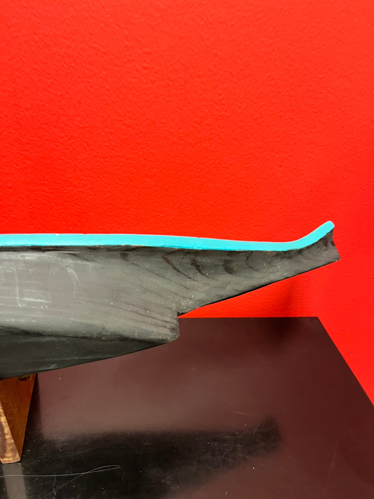 A  Museum quality 26 x 6 x 4 deep indigenous first nations pacific northwest coast hand painted carved  cedar canoe  breathtaking