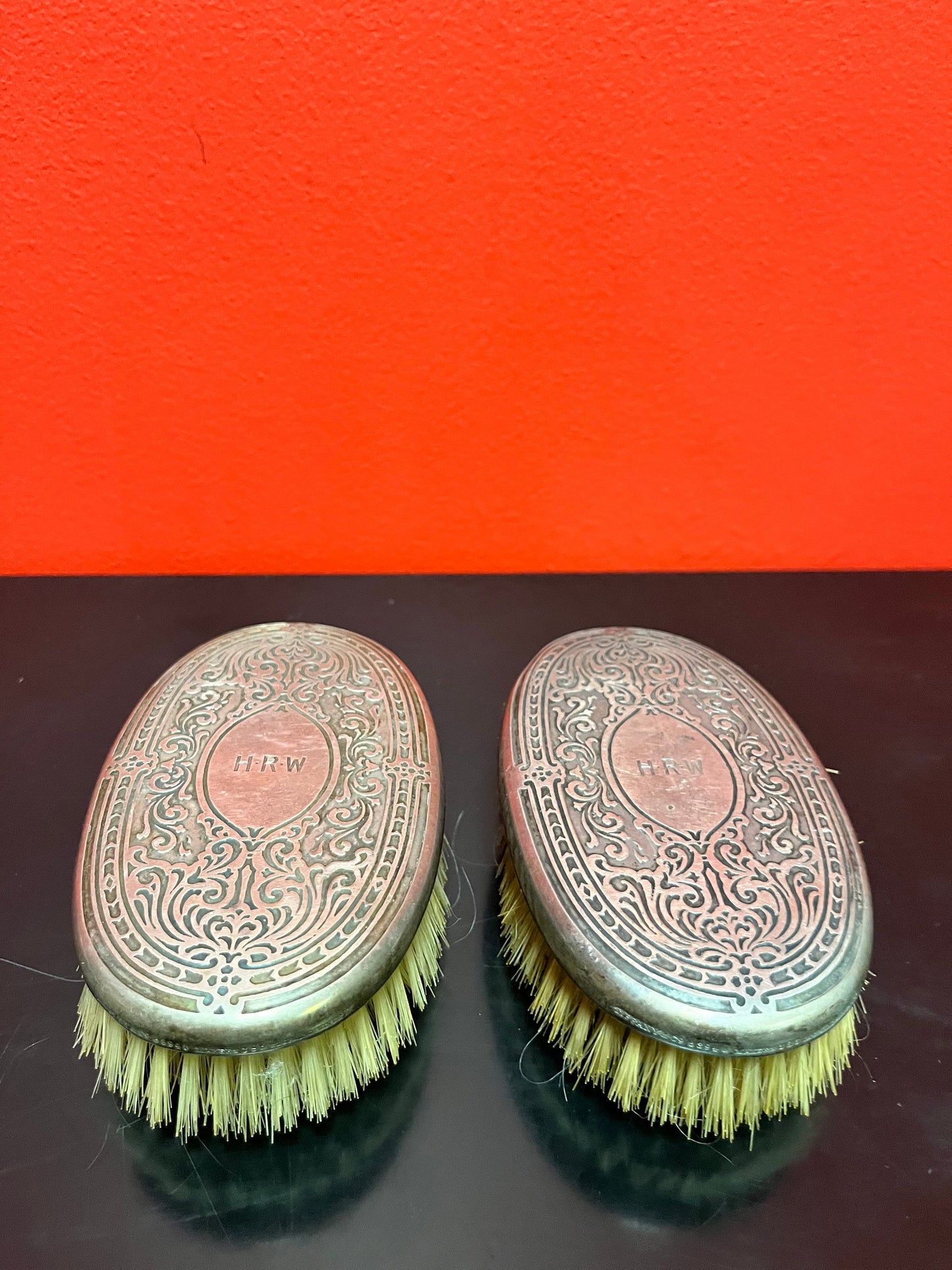 Super heavy - 5 inch long authentic Tiffany sterling silver mens hair brushes  wow  like new  great to use or gift