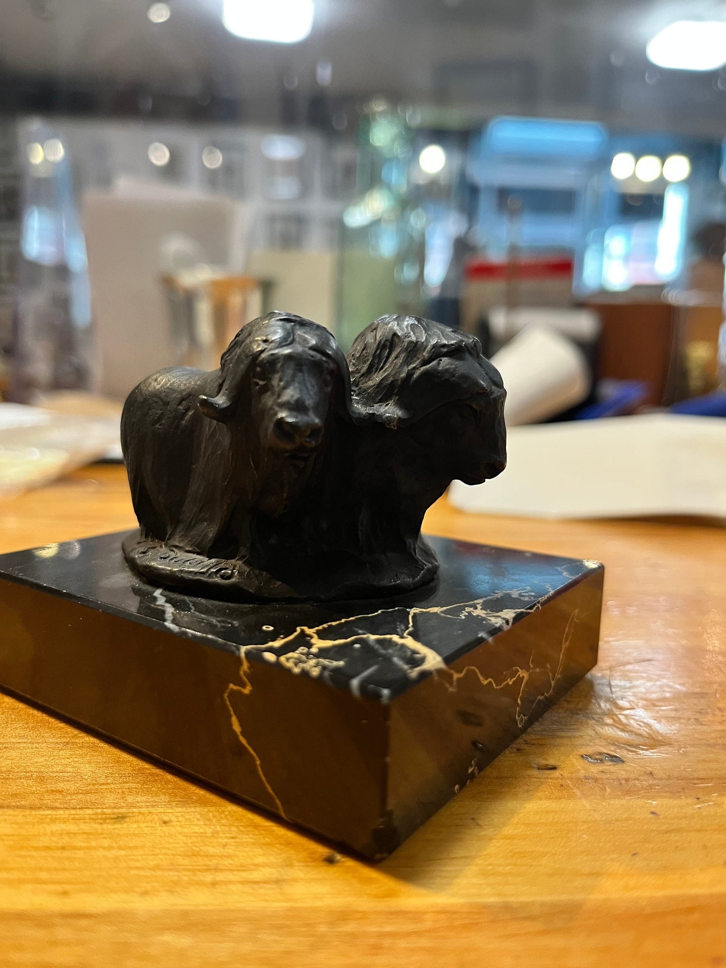 3 inch Muscott bronze statue signed on marble  siggy putcha