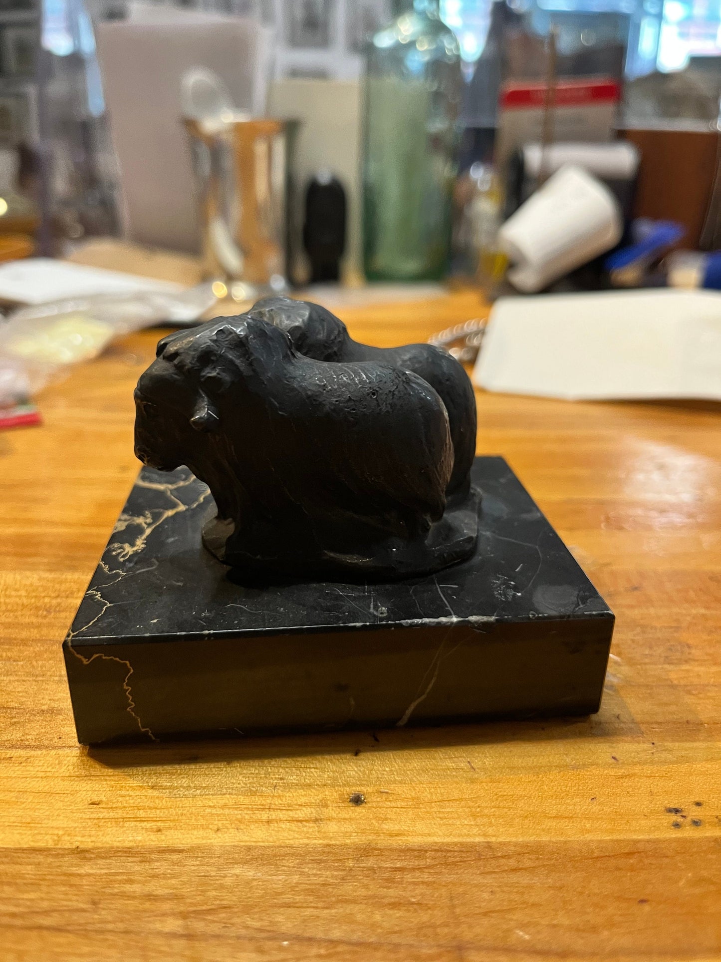 3 inch Muscott bronze statue signed on marble  siggy putcha