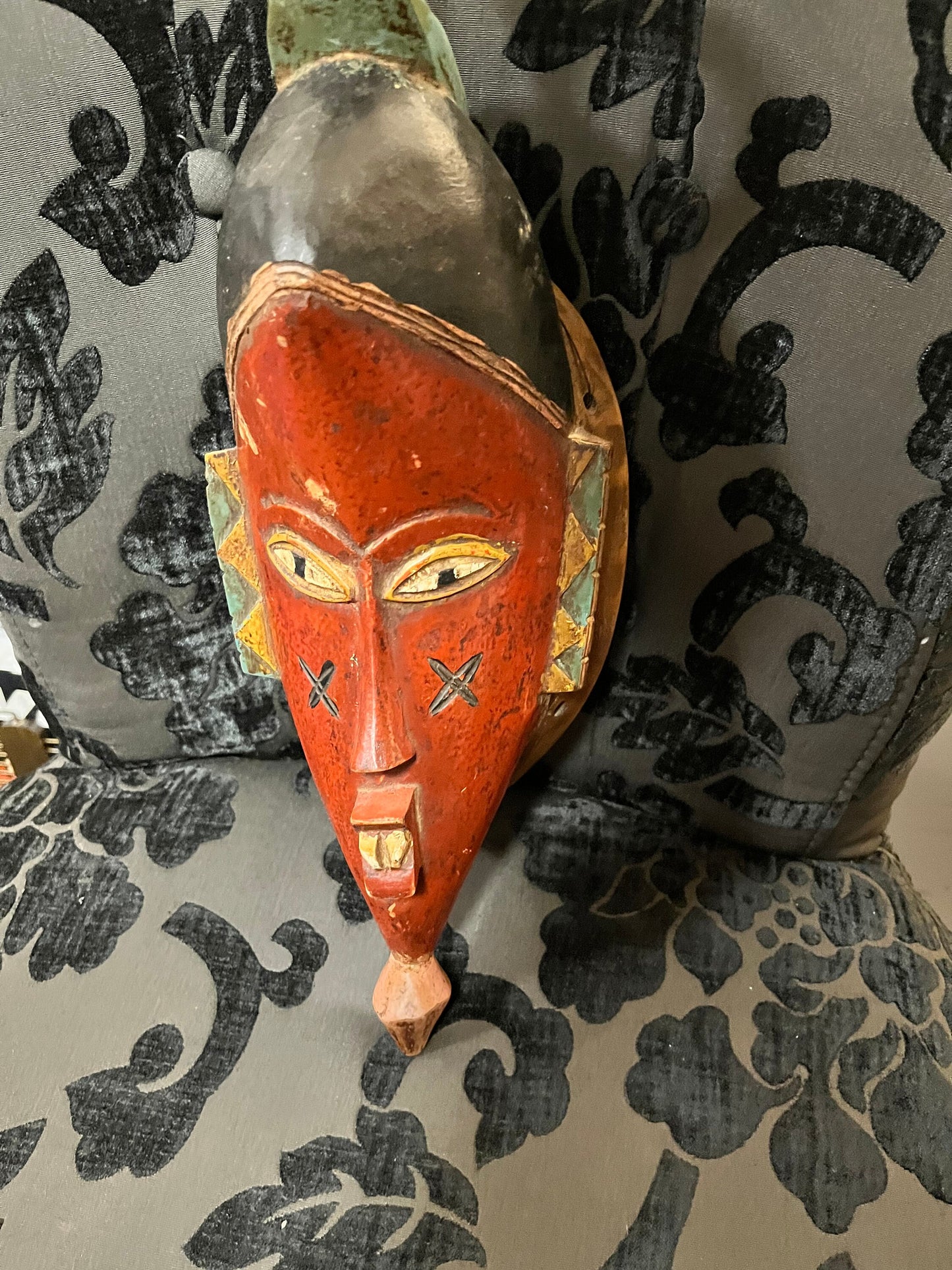 16 inch old polychrome Indonesian ceremonial mask