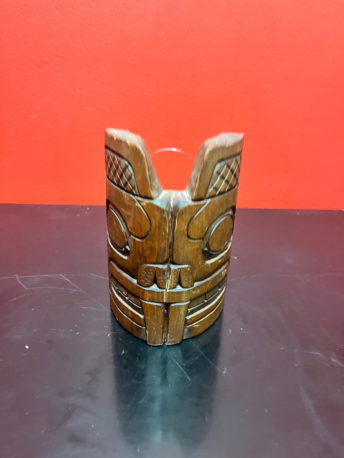 Lovely indigenous first nations mask  4.25 x 3 x 1 thick  lovely piece- signed  unique  ready to hang