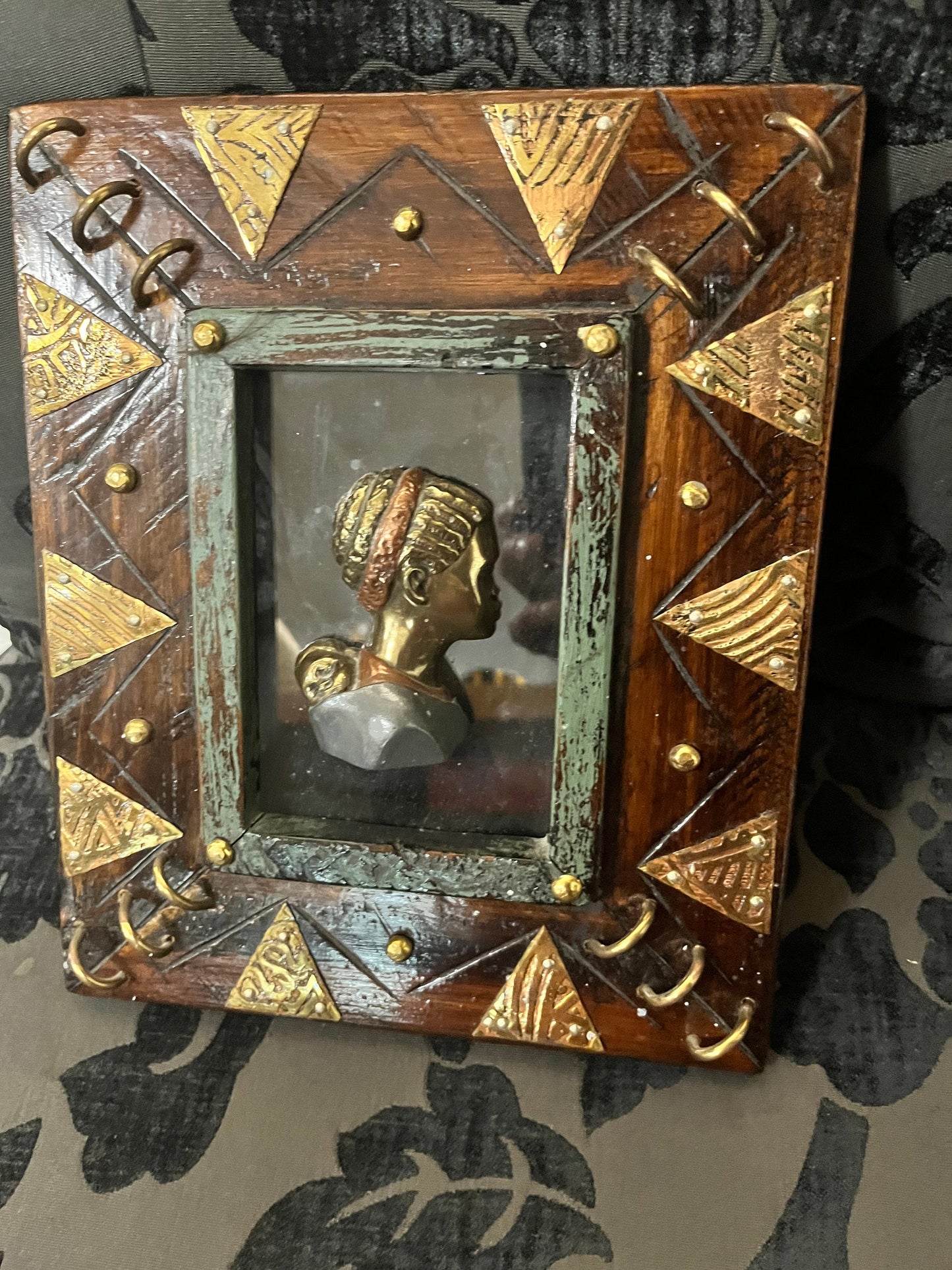 Super unique African frame with silhouetted figure  very usual and cool  one of a kind gift