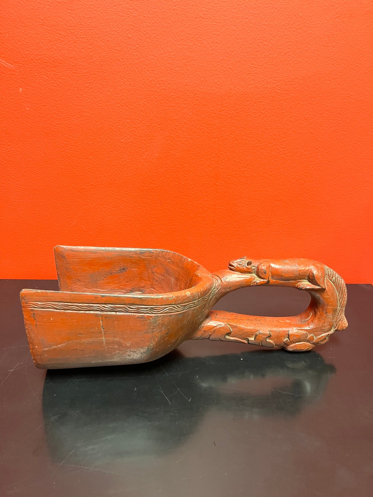 Absolutely fantastic antique 16 inch long Chinese grain scoop  wonderful patina and condition  exceptional Asian piece-  Wow