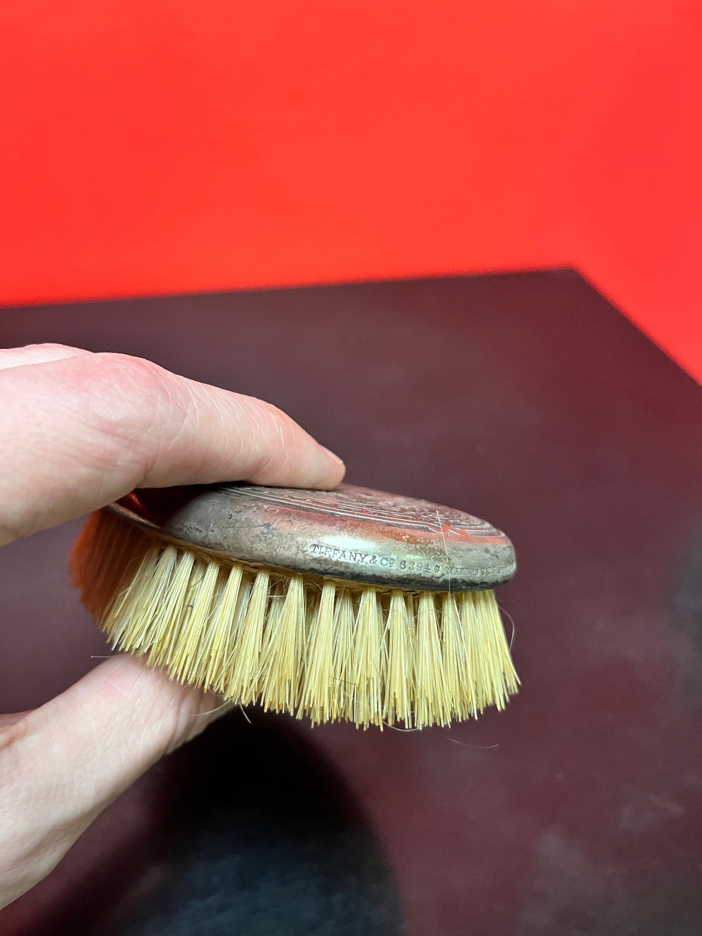 Super heavy - 5 inch long authentic Tiffany sterling silver mens hair brushes  wow  like new  great to use or gift