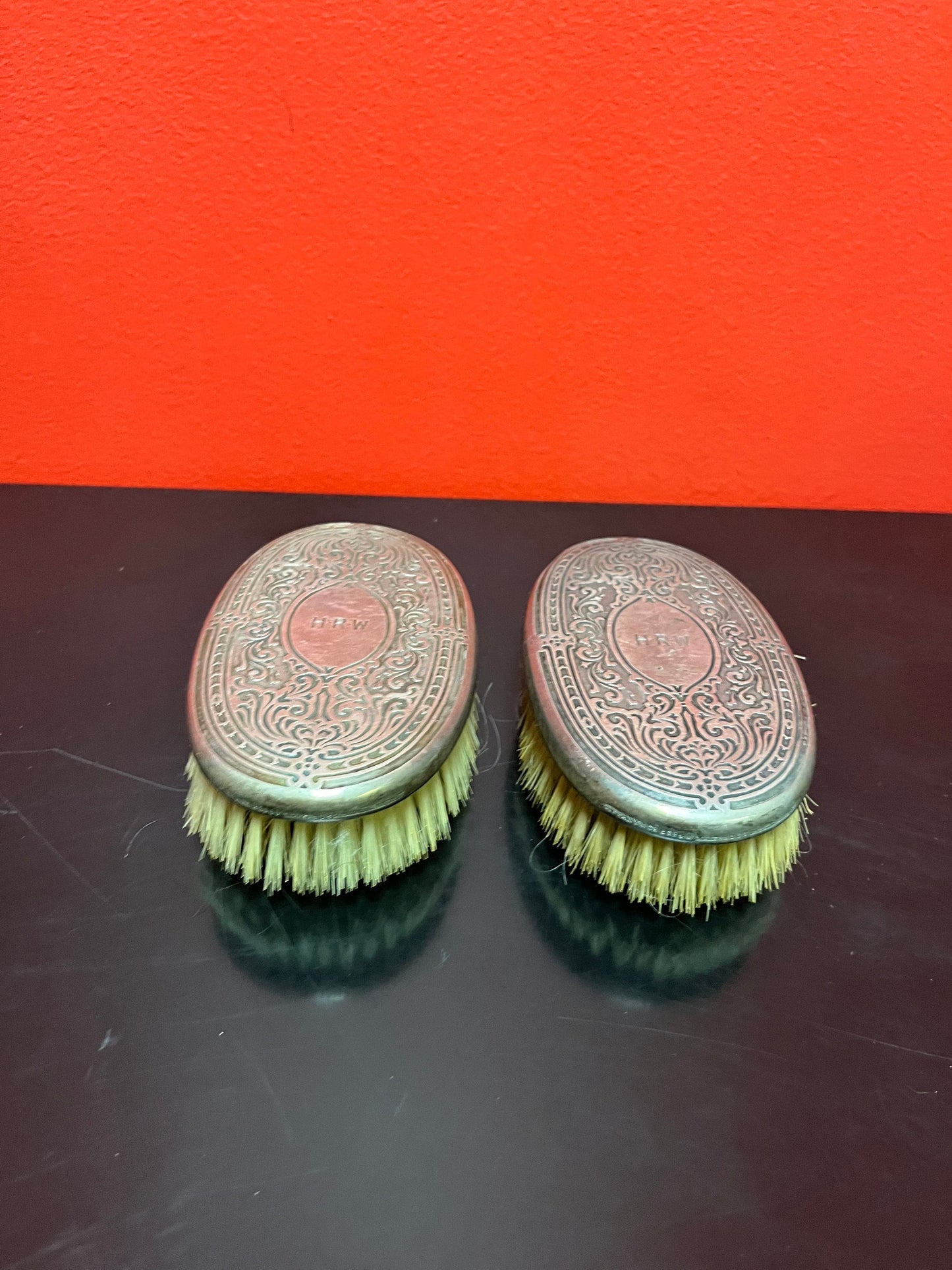 Super heavy - 5 inch long authentic Tiffany sterling silver mens hair brushes  wow  like new  great to use or gift