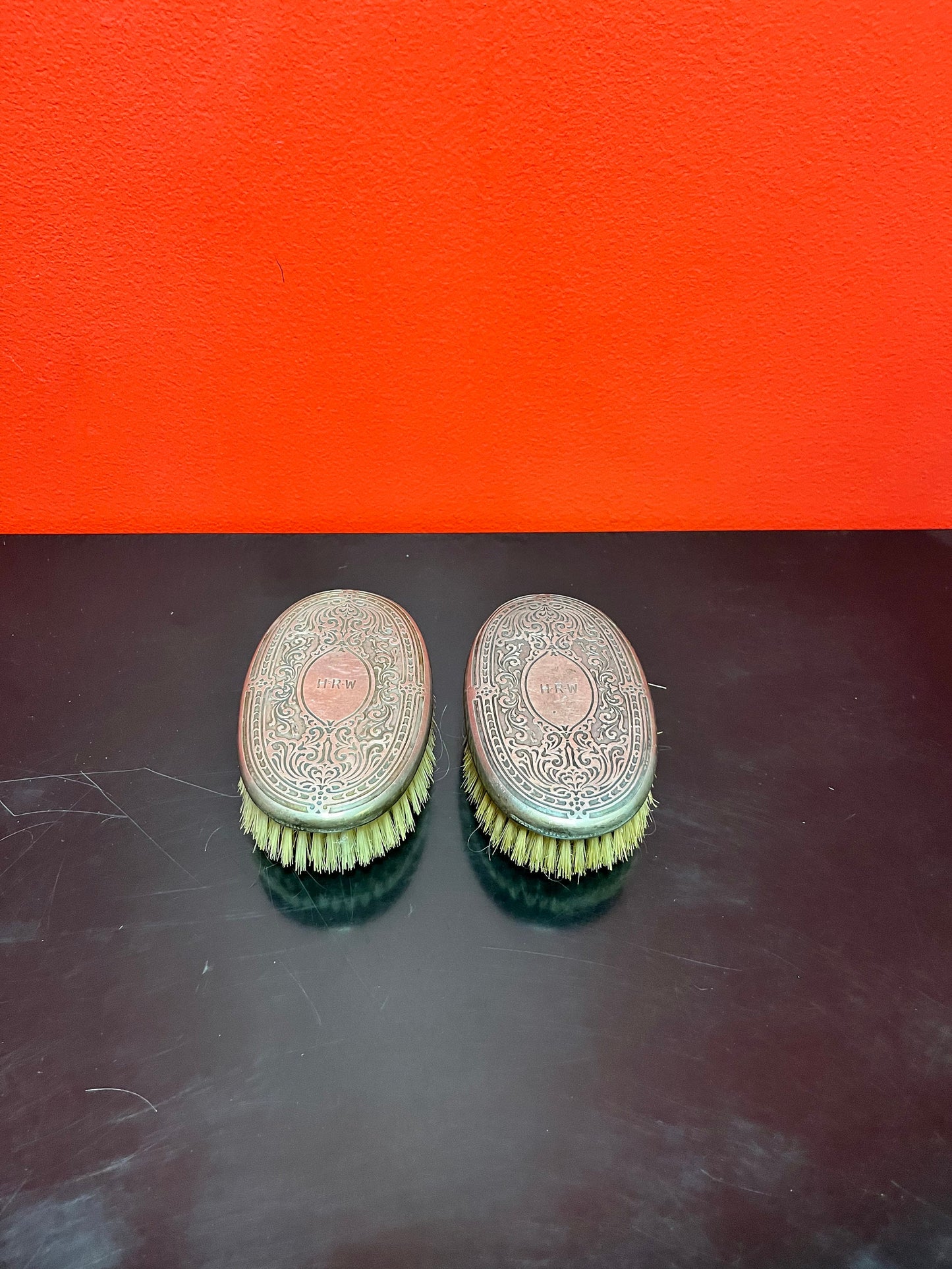 Super heavy - 5 inch long authentic Tiffany sterling silver mens hair brushes  wow  like new  great to use or gift