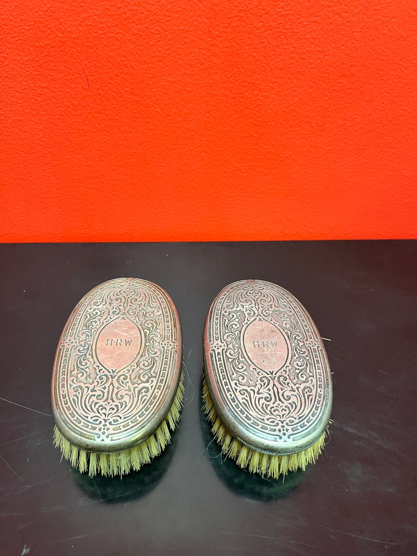 Super heavy - 5 inch long authentic Tiffany sterling silver mens hair brushes  wow  like new  great to use or gift