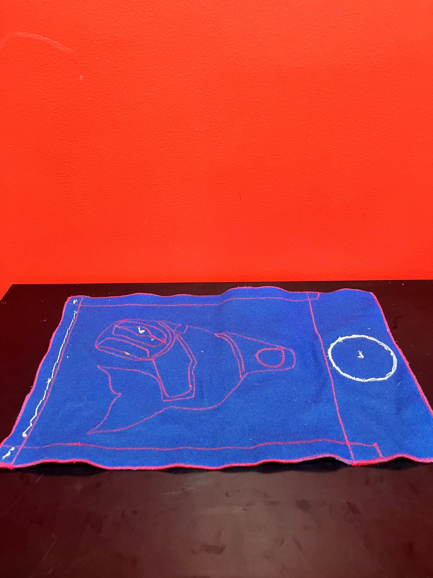 A  Museum quality 18 x 12 indigenous pacific northwest coast Salish  mother of pearl buttoned fabric killer whale textile - wow