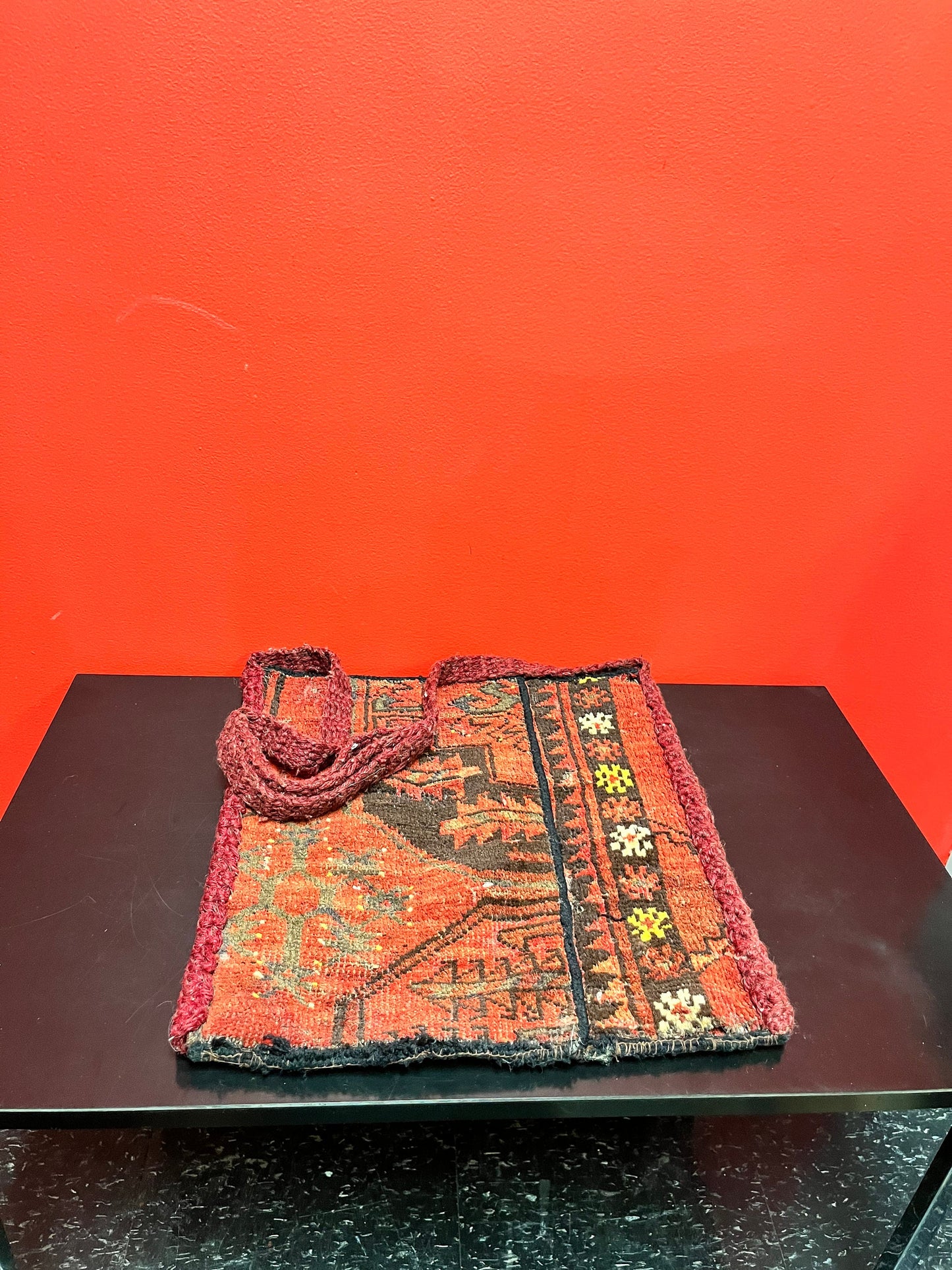 Stunning 34 x 15 Middle Eastern antique hand woven carpet bag  good condition little rough at the bottom - wow