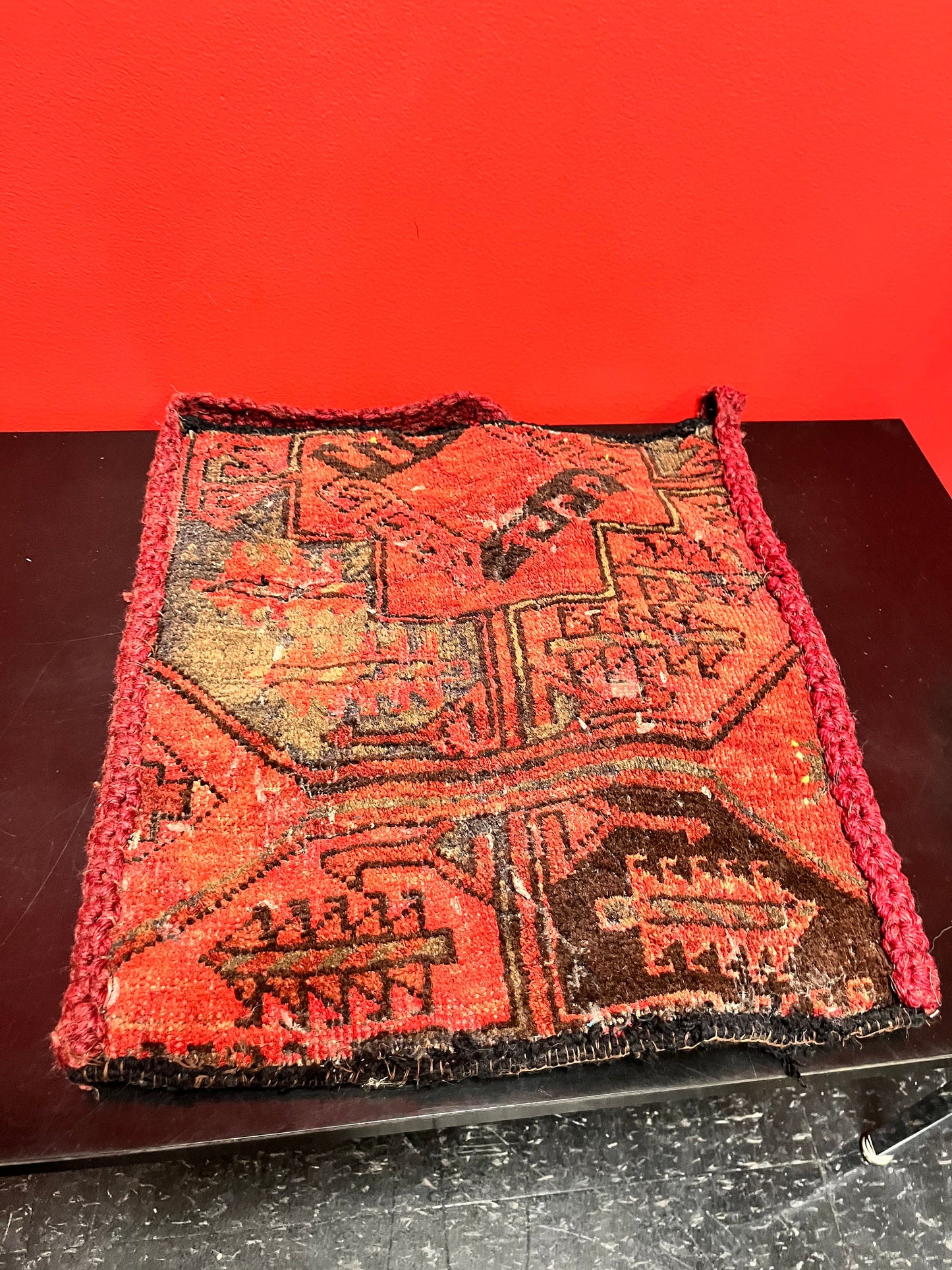 Stunning 34 x 15 Middle Eastern antique hand woven carpet bag  good condition little rough at the bottom - wow