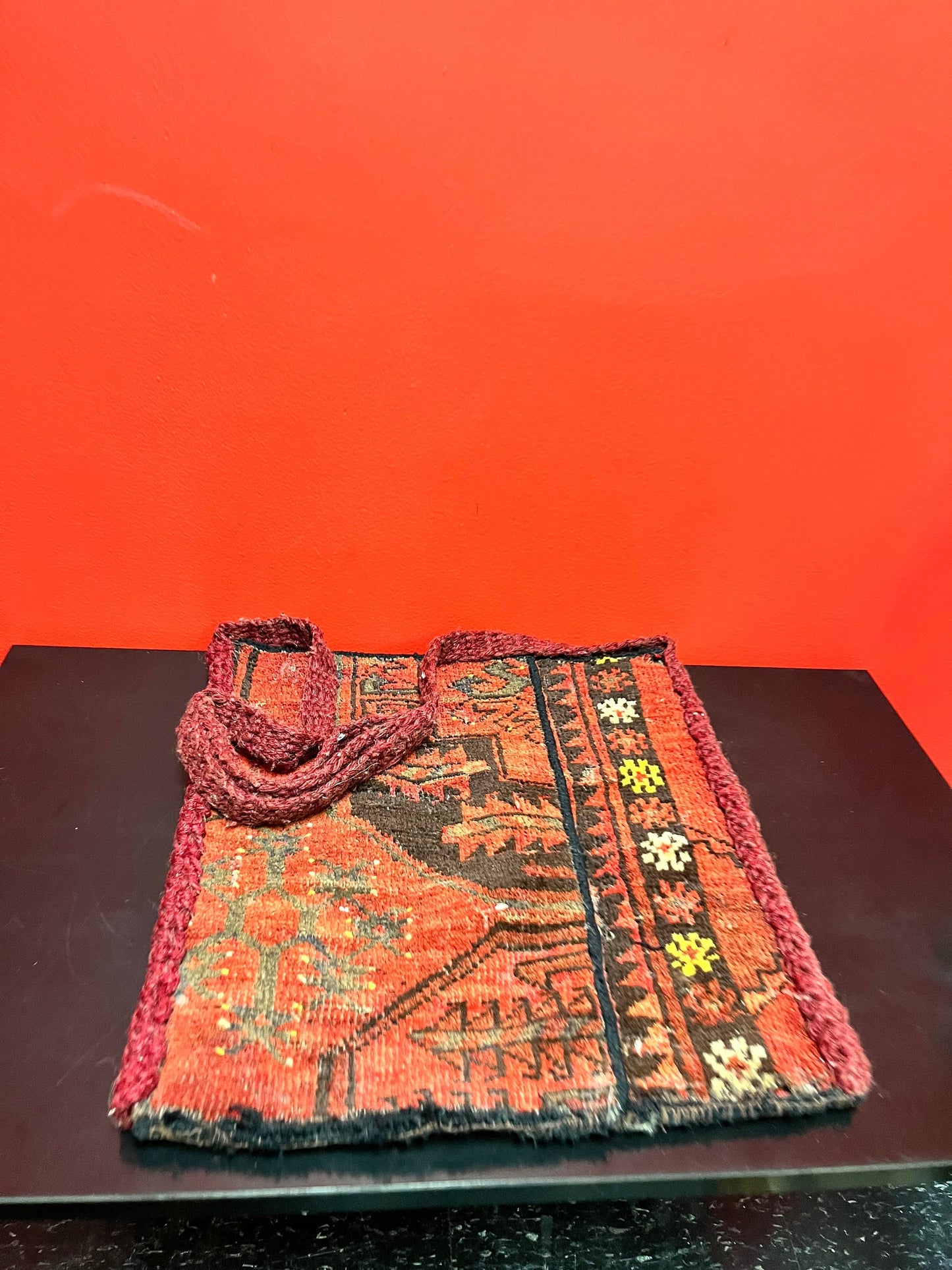 Stunning 34 x 15 Middle Eastern antique hand woven carpet bag  good condition little rough at the bottom - wow