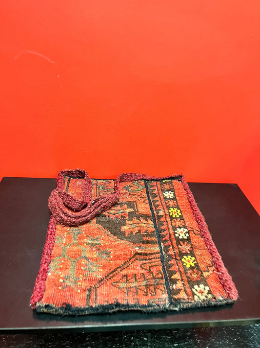 Stunning 34 x 15 Middle Eastern antique hand woven carpet bag  good condition little rough at the bottom - wow
