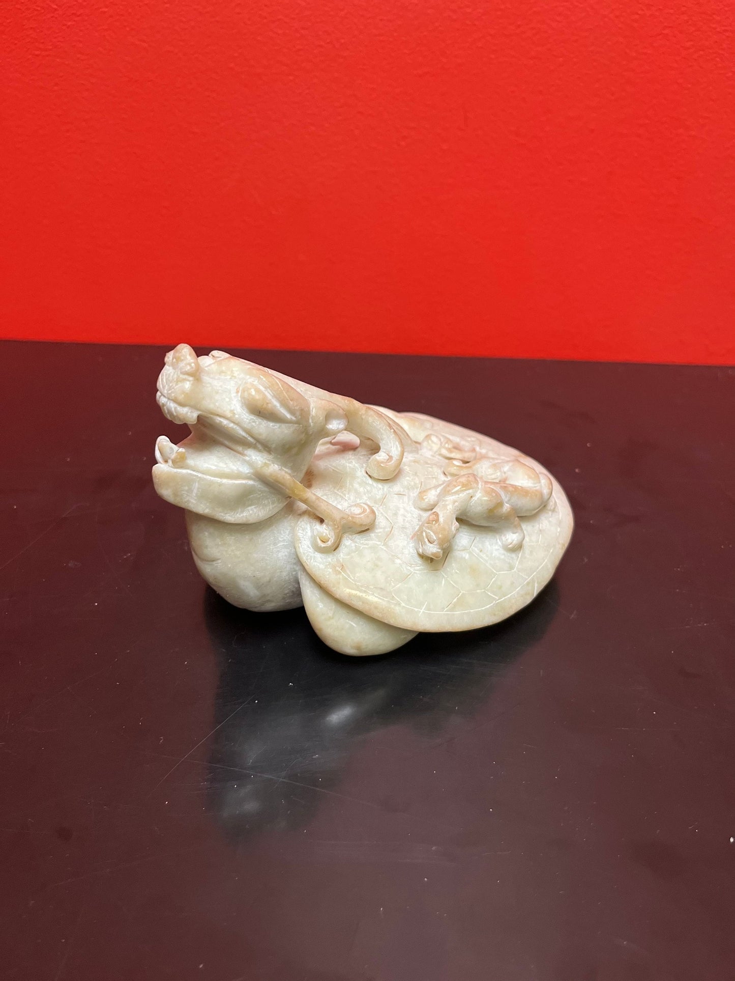 Museum quality, one of a kind Chinese antique, jade sea turtle with animals  climbing  top quality detail and workmanship  Chinese Jade