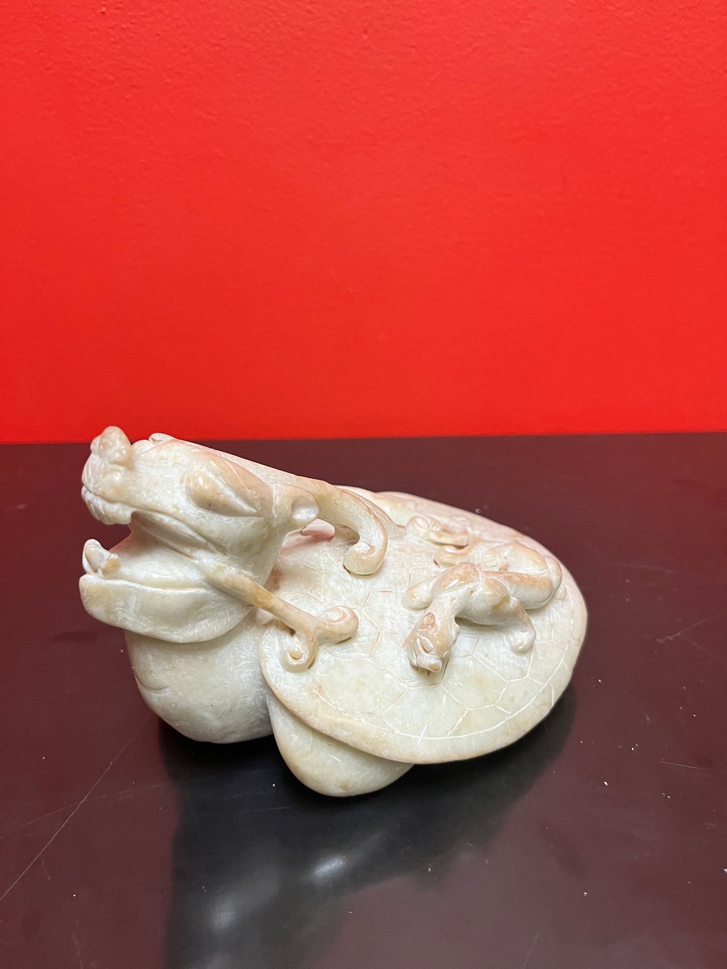 Museum quality, one of a kind Chinese antique, jade sea turtle with animals  climbing  top quality detail and workmanship  Chinese Jade