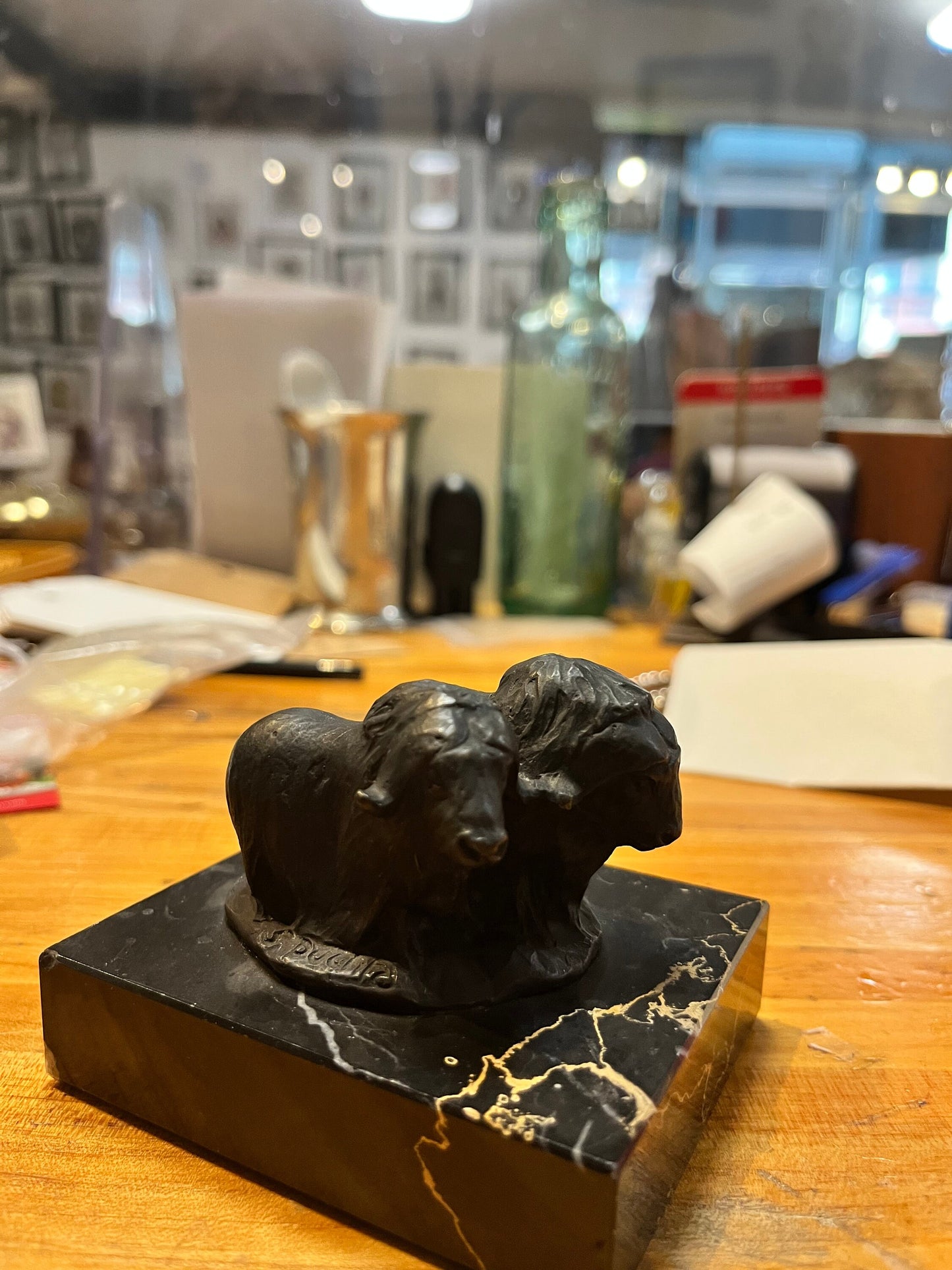 3 inch Muscott bronze statue signed on marble  siggy putcha