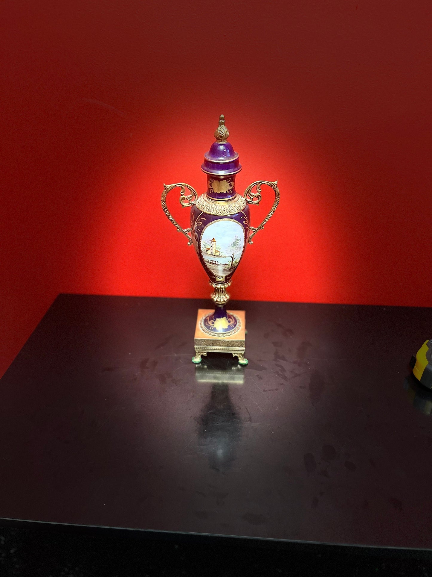 Stunning large 14.5 inch French porcelain  sevres antique signed hand painted iron with gilt mint condition and signed  value priced