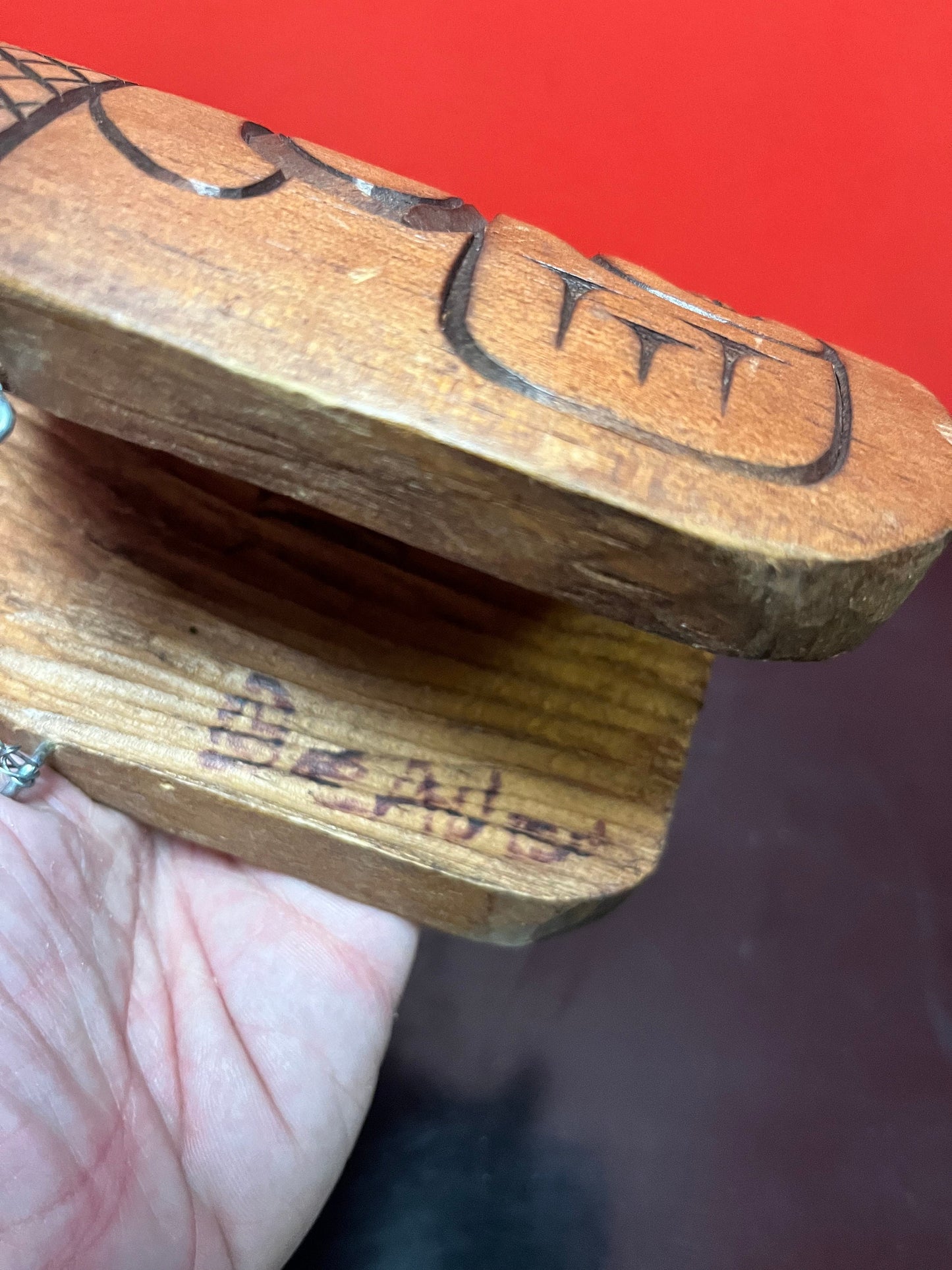 A stunning, 5 inch tall, indigenous, first nations, pacific northwest coast authentic cedar bear mask