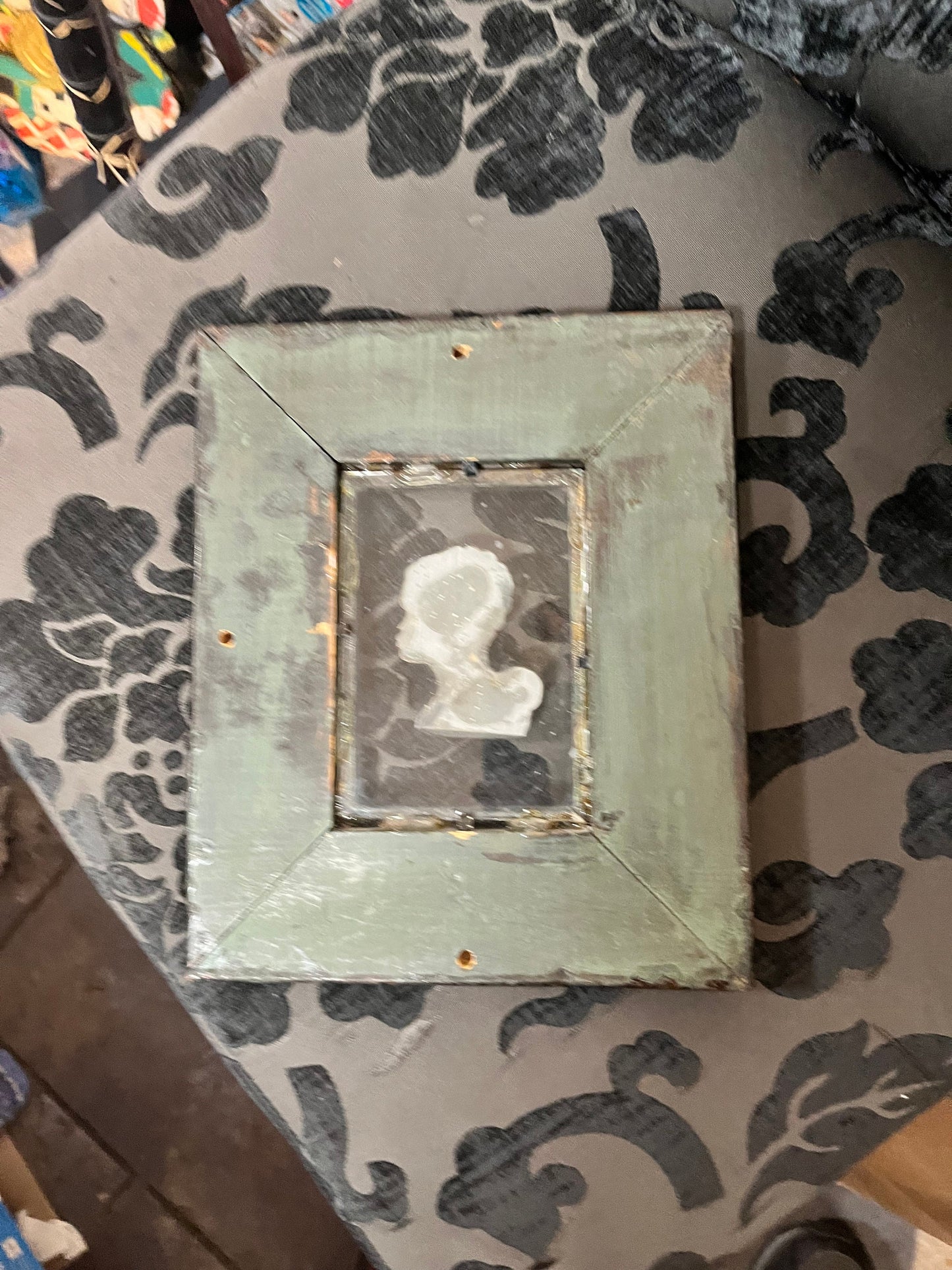 Super unique African frame with silhouetted figure  very usual and cool  one of a kind gift