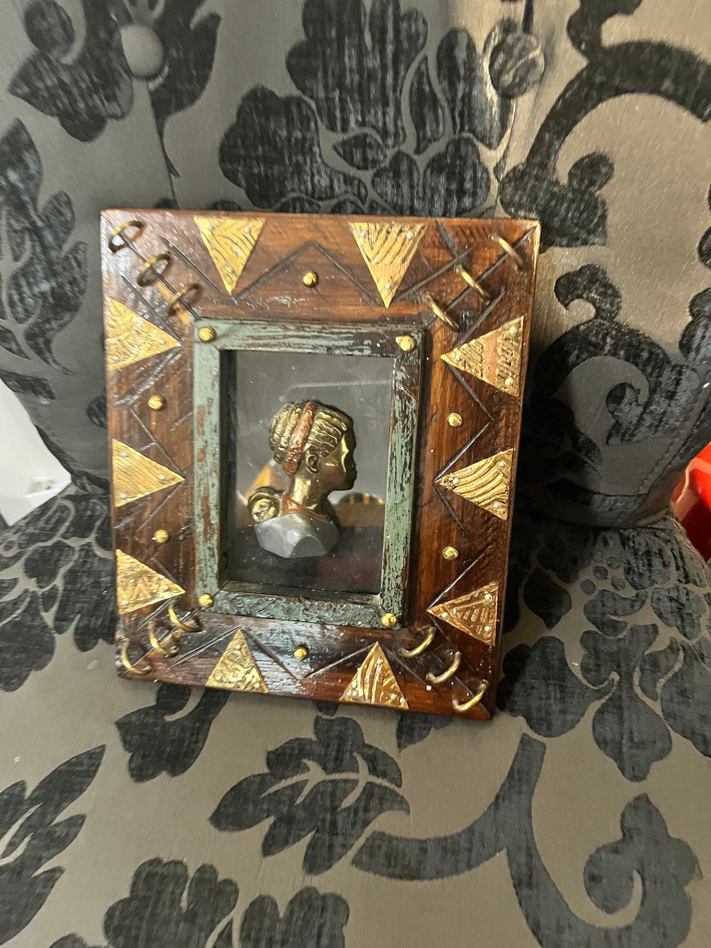 Super unique African frame with silhouetted figure  very usual and cool  one of a kind gift