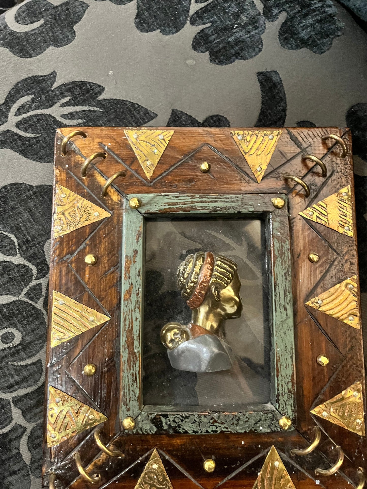 Super unique African frame with silhouetted figure  very usual and cool  one of a kind gift