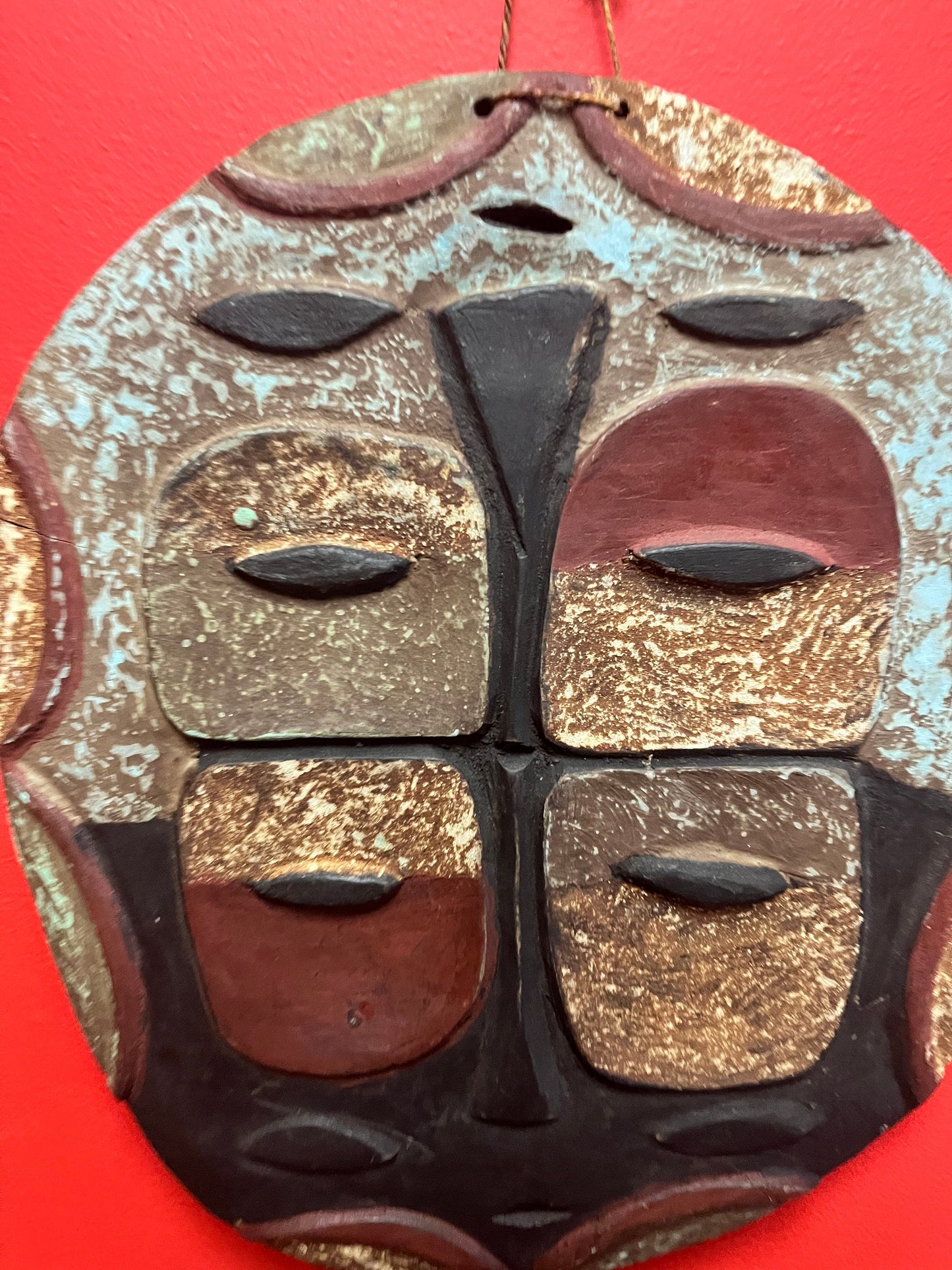 Amazing 16 x 13 vintage African modernistic wooden mask   one of a kind - Ghana art beauty  wow wow