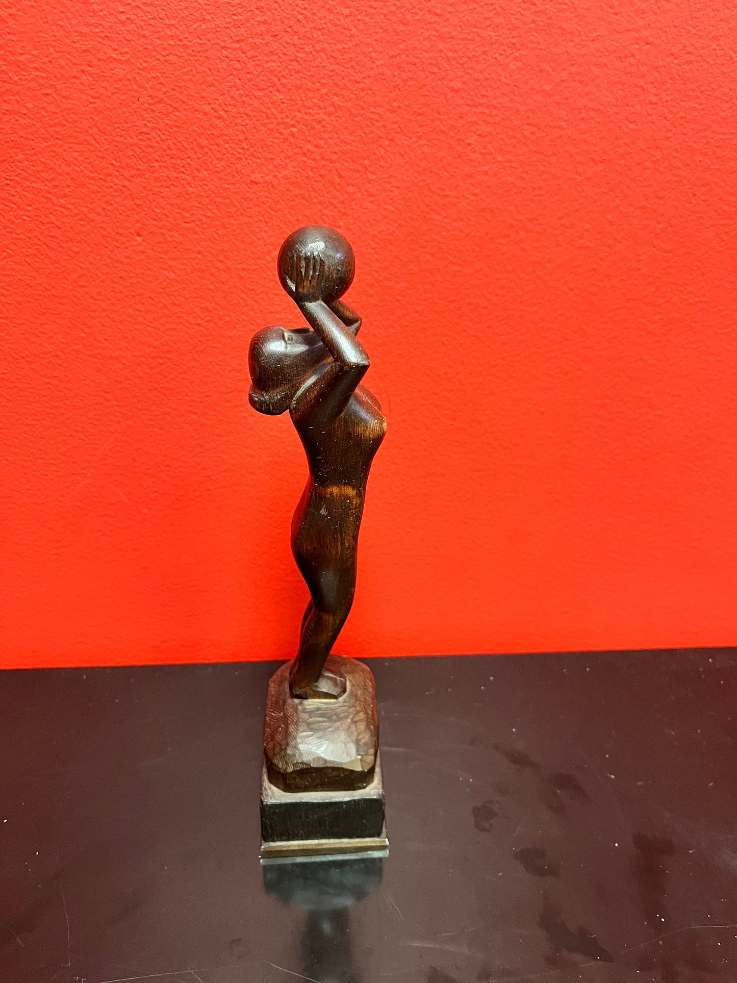 A  Sexy antique 1930s made in Edmonton Canada nude woman holding up the world  lovely detail -  fab gift  9 inches tall