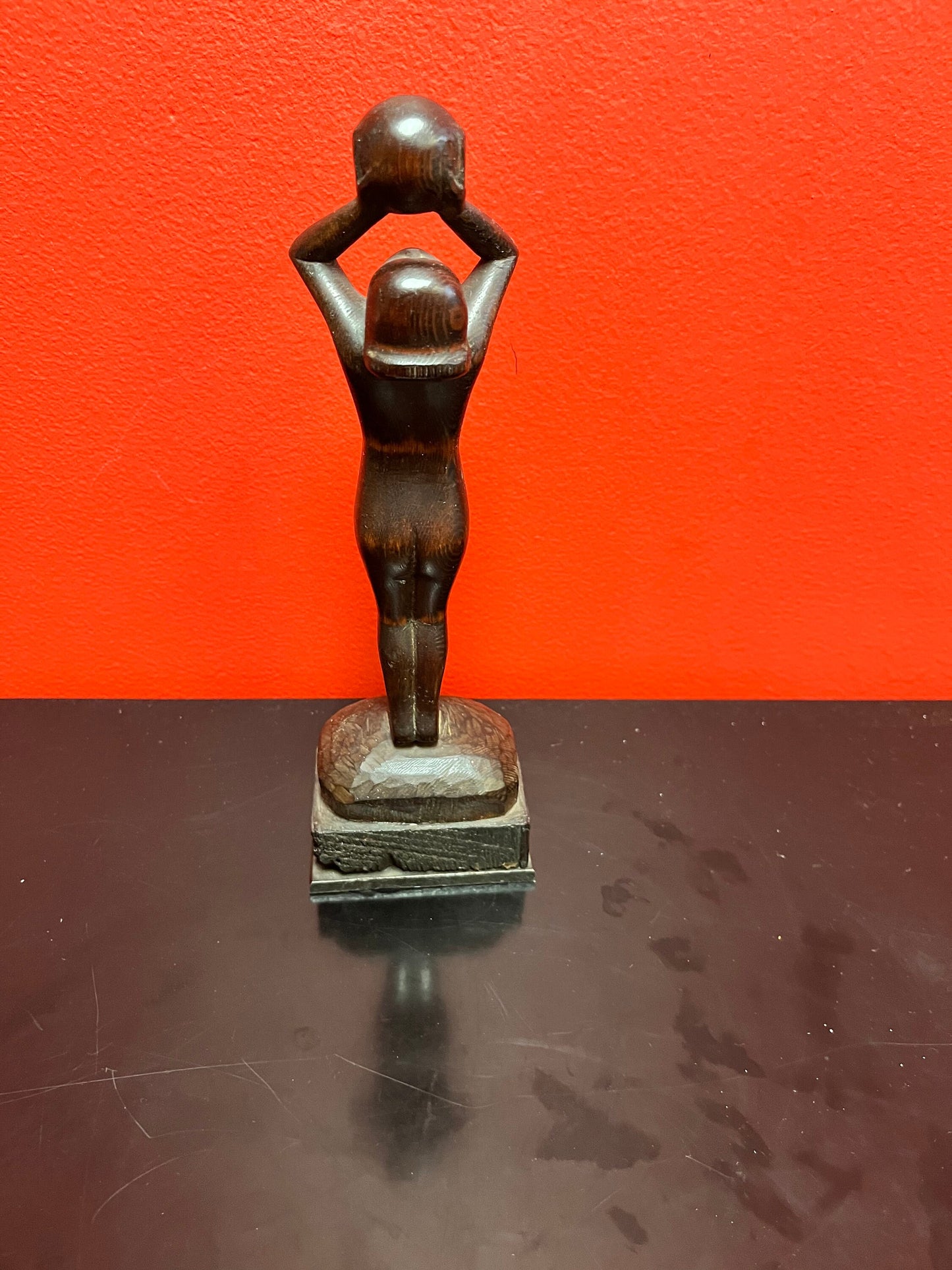 A  Sexy antique 1930s made in Edmonton Canada nude woman holding up the world  lovely detail -  fab gift  9 inches tall