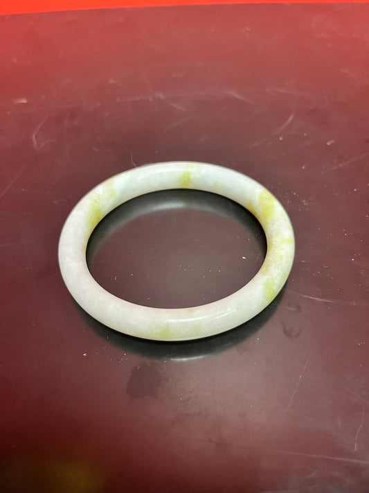 An  Absolutely stunning and unusual Chinese antique moss green jade 3 inch bangle bracelet - wowzers