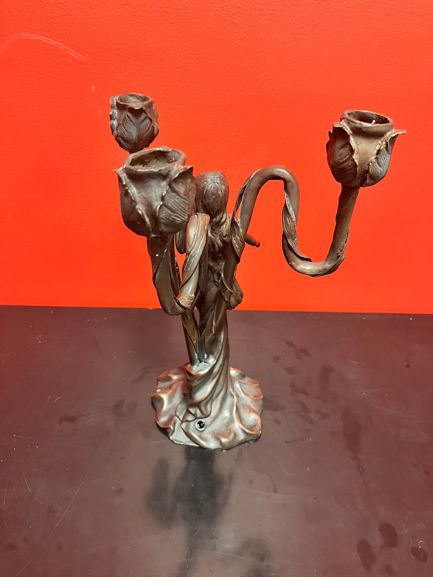 Magnificent antique European bronze lady candelabra/ lamp  fabulous Patina and Condition  an absolute beauty - 14 inches taller! - wow