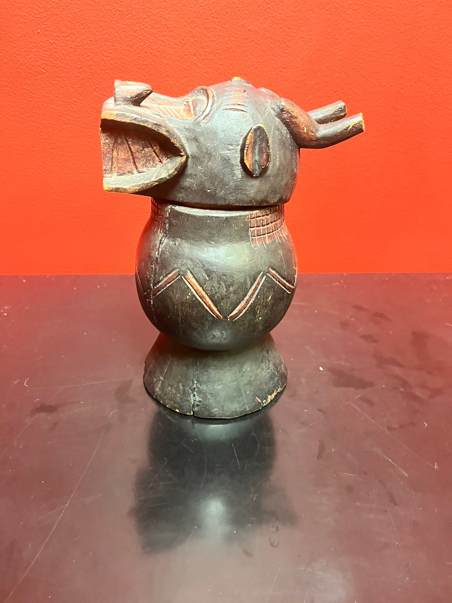 A  Fabulous rare antique African figural carved box   wonderful patina, and facial expression  beautiful piece of African history - 9