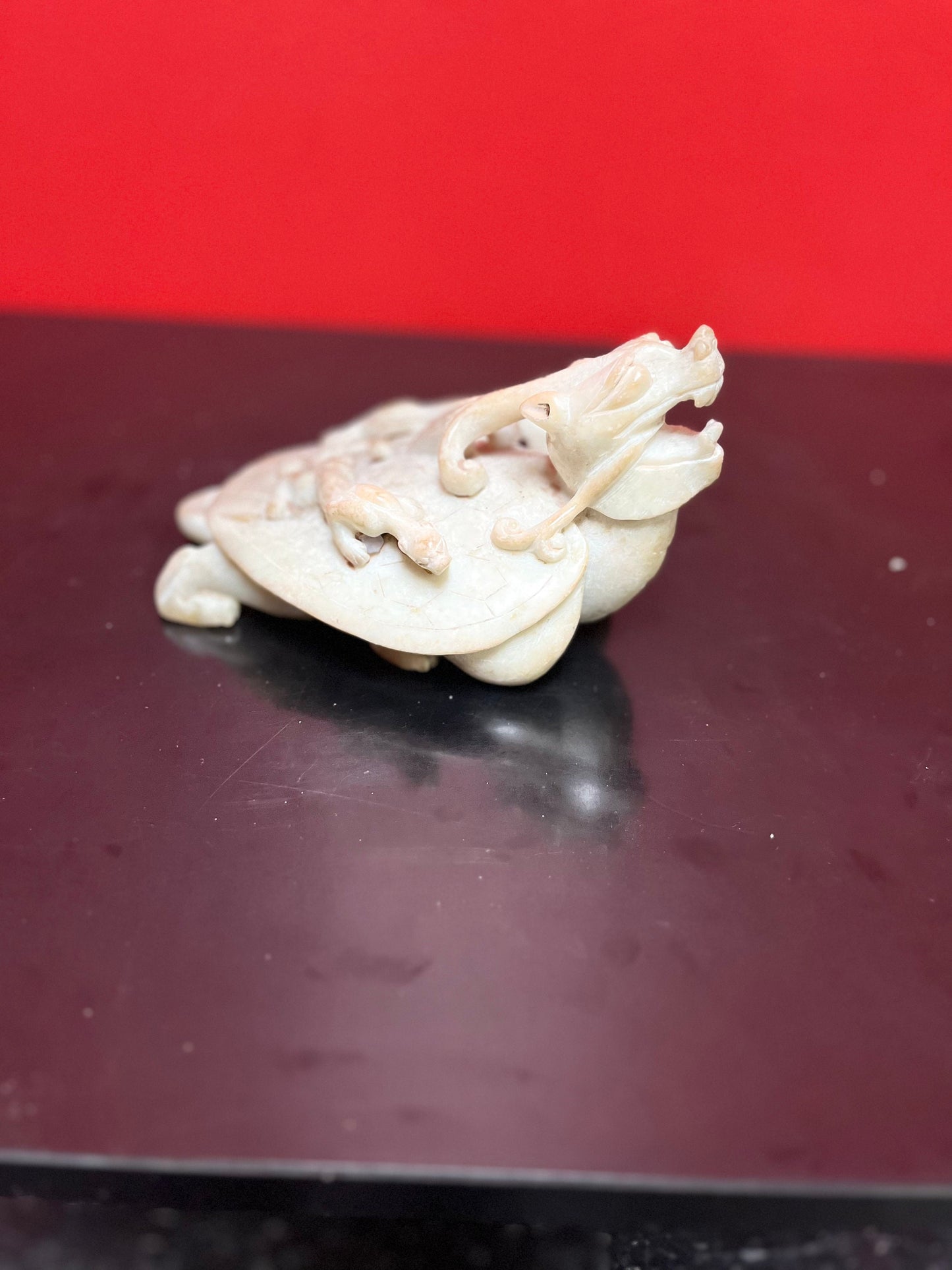 Museum quality, one of a kind Chinese antique, jade sea turtle with animals  climbing  top quality detail and workmanship  Chinese Jade