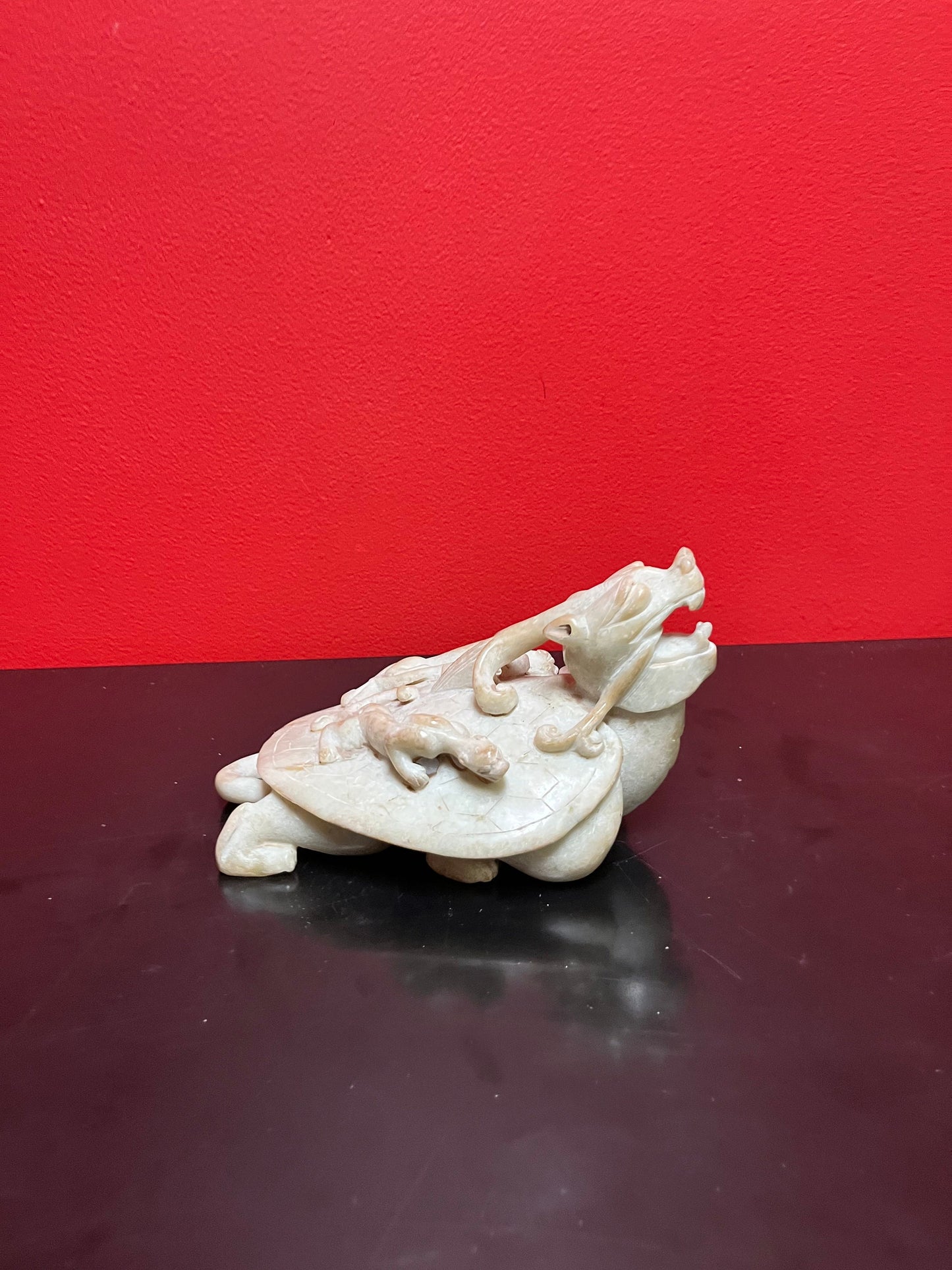 Museum quality, one of a kind Chinese antique, jade sea turtle with animals  climbing  top quality detail and workmanship  Chinese Jade