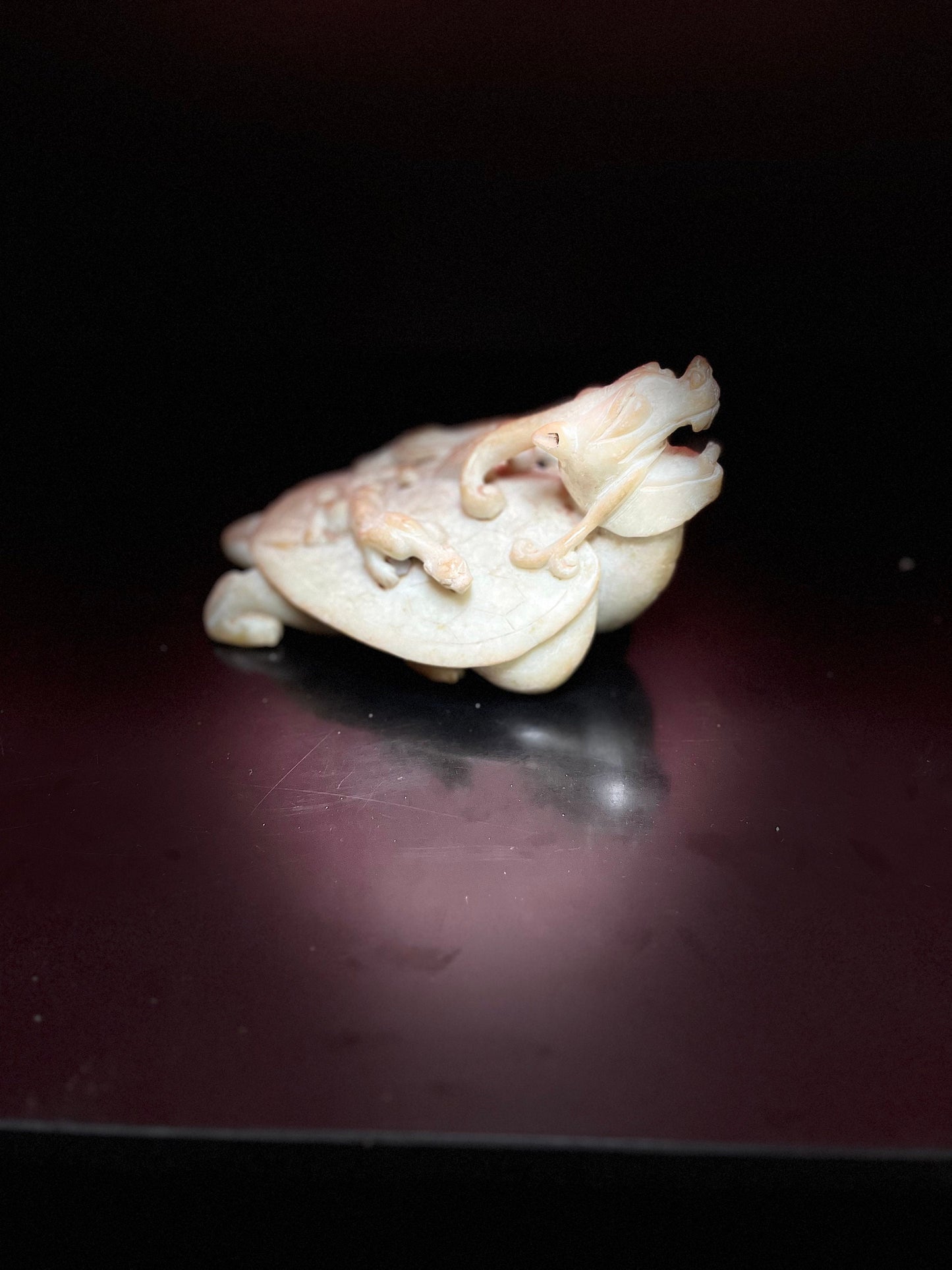 Museum quality, one of a kind Chinese antique, jade sea turtle with animals  climbing  top quality detail and workmanship  Chinese Jade