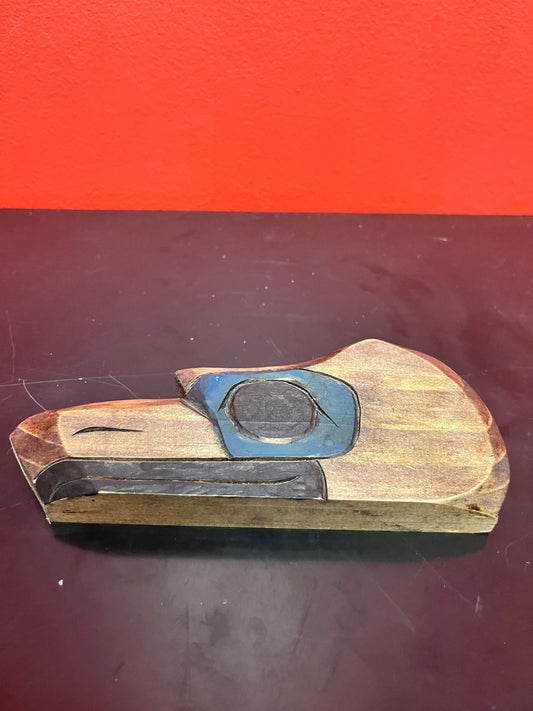 7 inch long, signed polychrome painted indigenous, first Nations pacific northwest coast Eagle   very low price