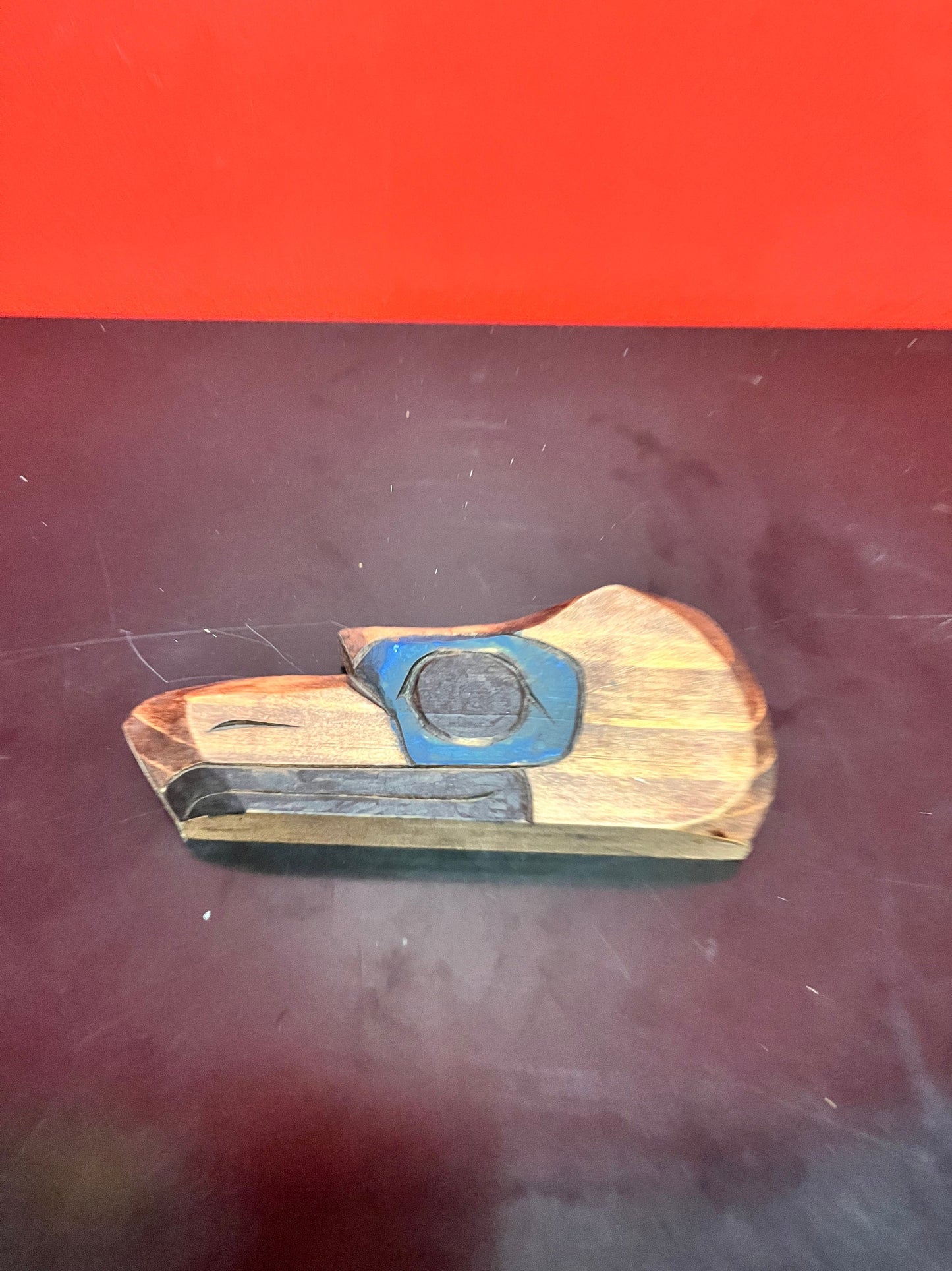 7 inch long, signed polychrome painted indigenous, first Nations pacific northwest coast Eagle   very low price