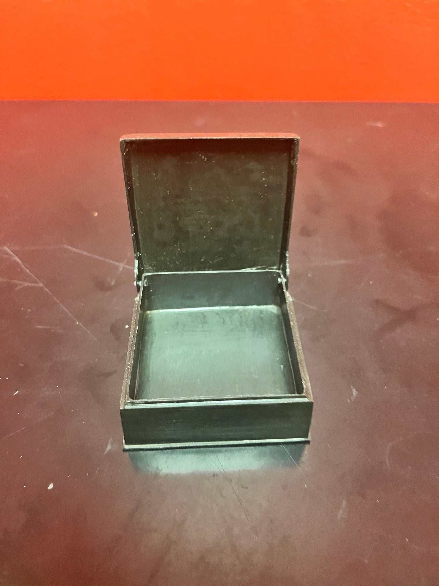 Unique and wonderful, 2 inch antique bronze and painted bone box   intricate detailing and wonderful condition - powerful piece