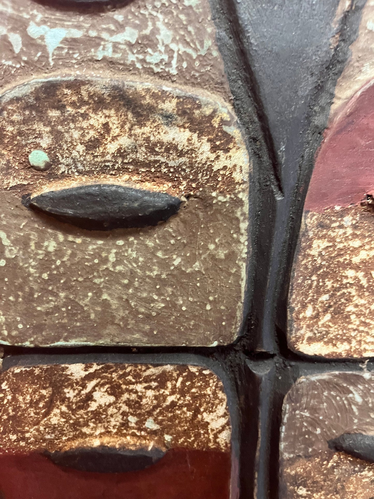 Amazing 16 x 13 vintage African modernistic wooden mask   one of a kind - Ghana art beauty  wow wow