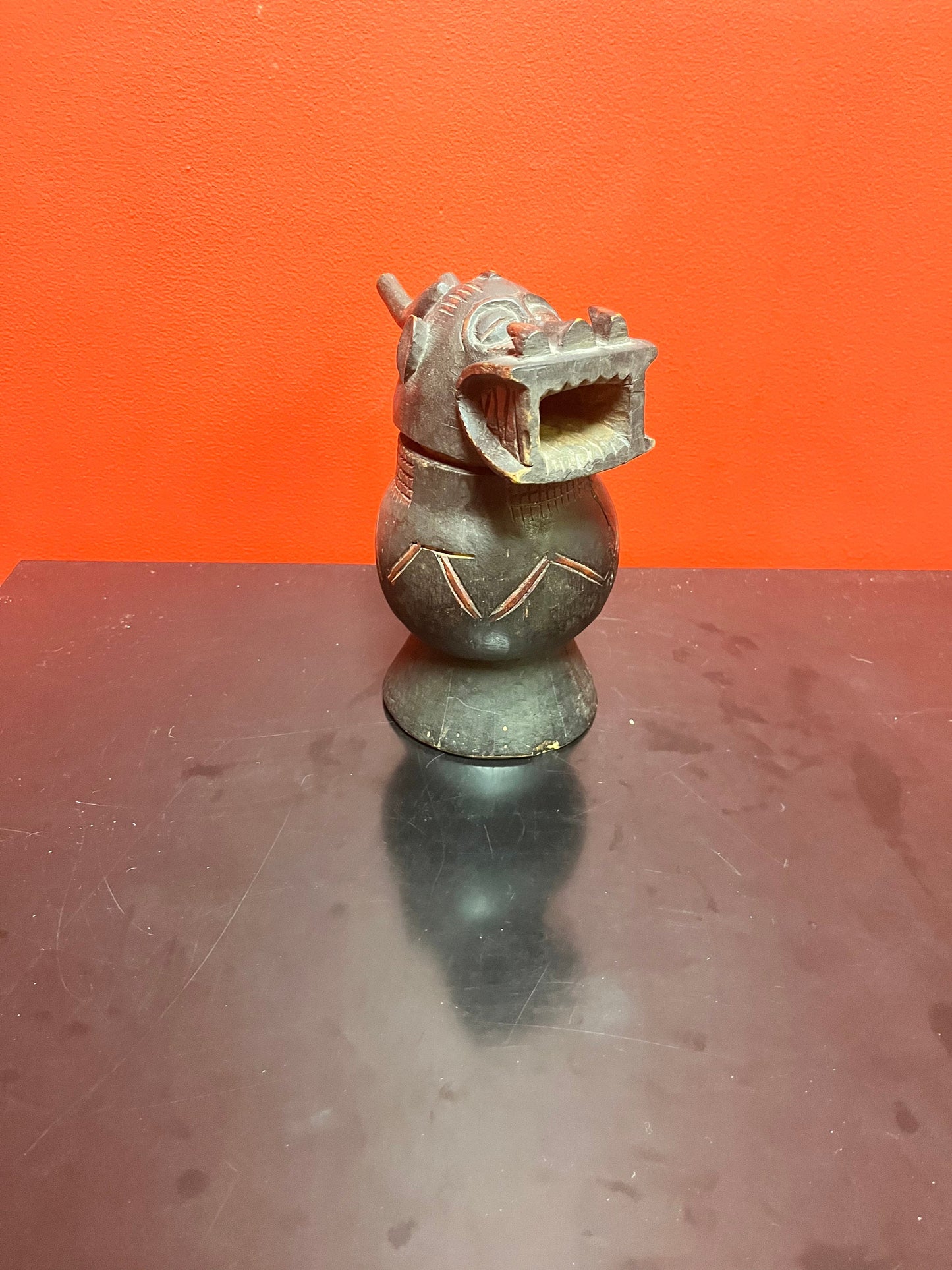 A  Fabulous rare antique African figural carved box   wonderful patina, and facial expression  beautiful piece of African history - 9