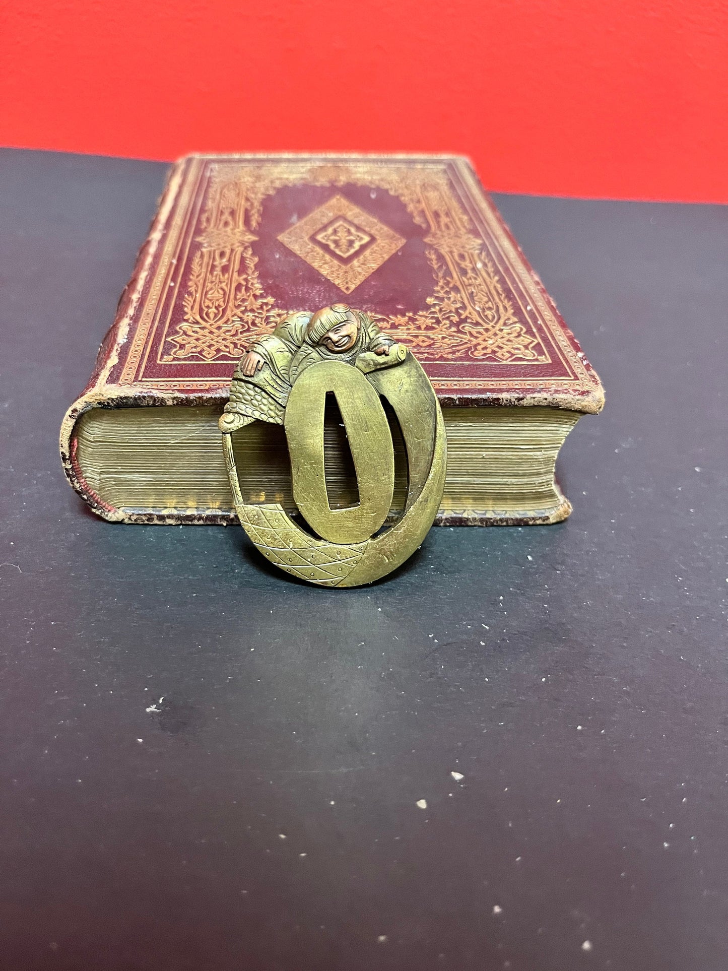 Fantastic, 2 inch katana tsuba  bronze and gilt  Japanese samurai tsuba