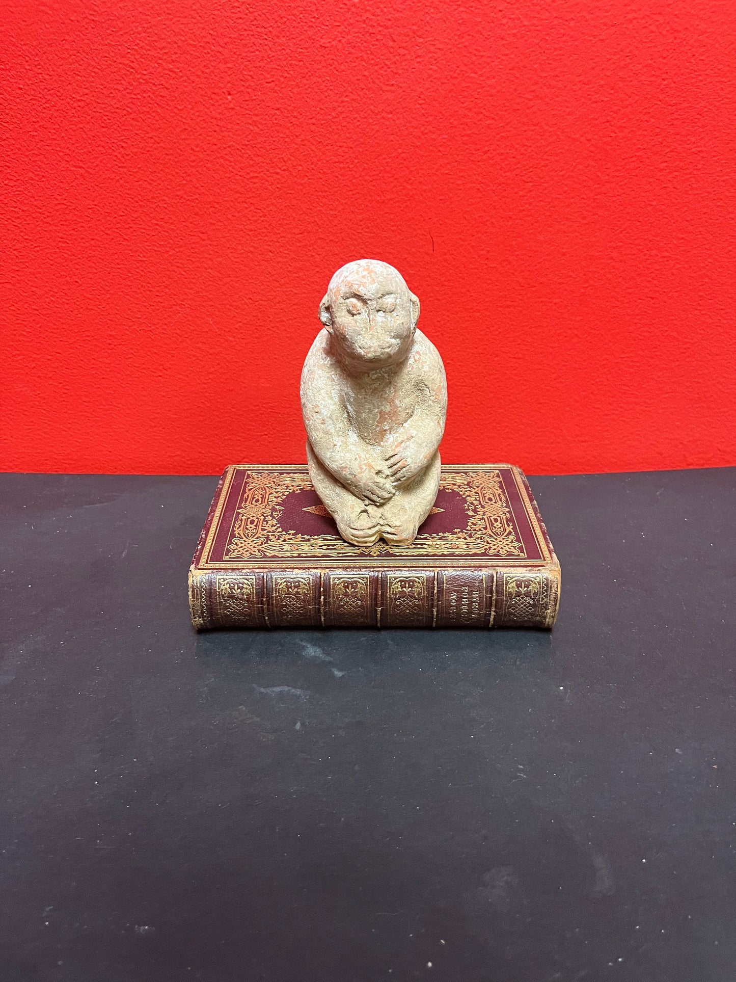 Very very rare museum quality 5 inch high Chinese tang dynasty pottery monkey  amazing patina and overall condition  wow
