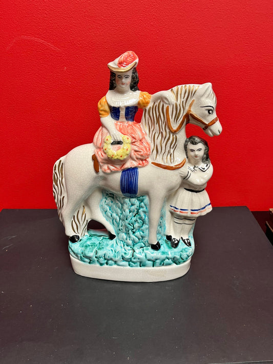 Antique Staffordshire flatback 13 x 10 statue  lovely condition  1900 to 1920